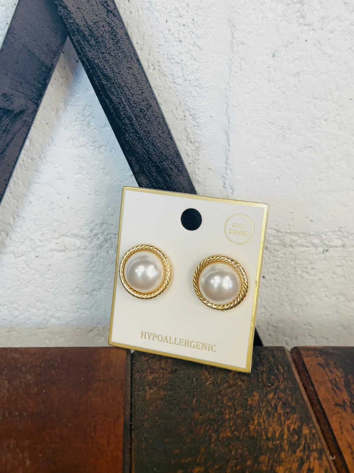 Pearl Framed Gold Dome Earrings