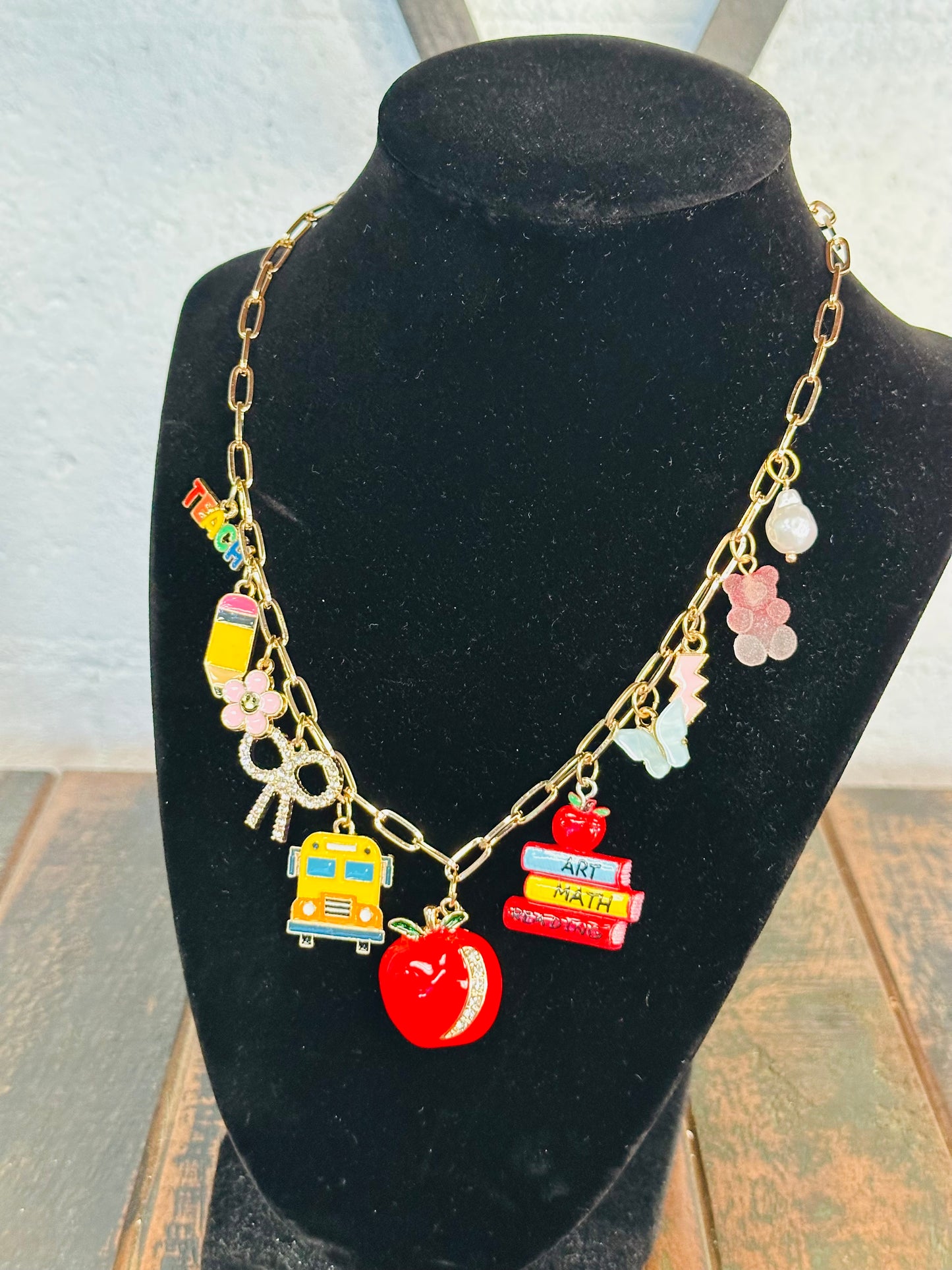 The Teacher Life Theme Charm Necklace