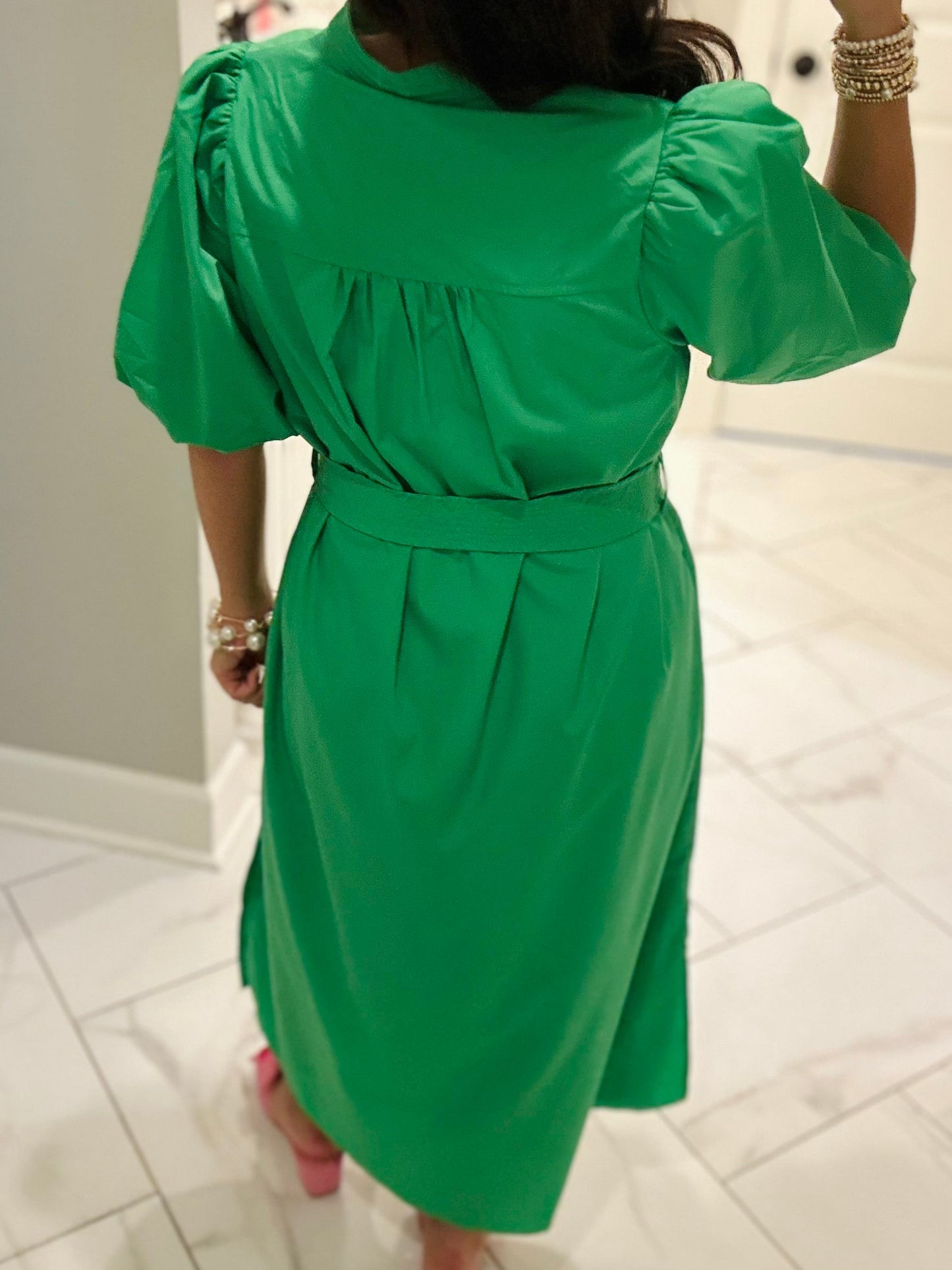 The Kaia Kelly Green Midi Dress
