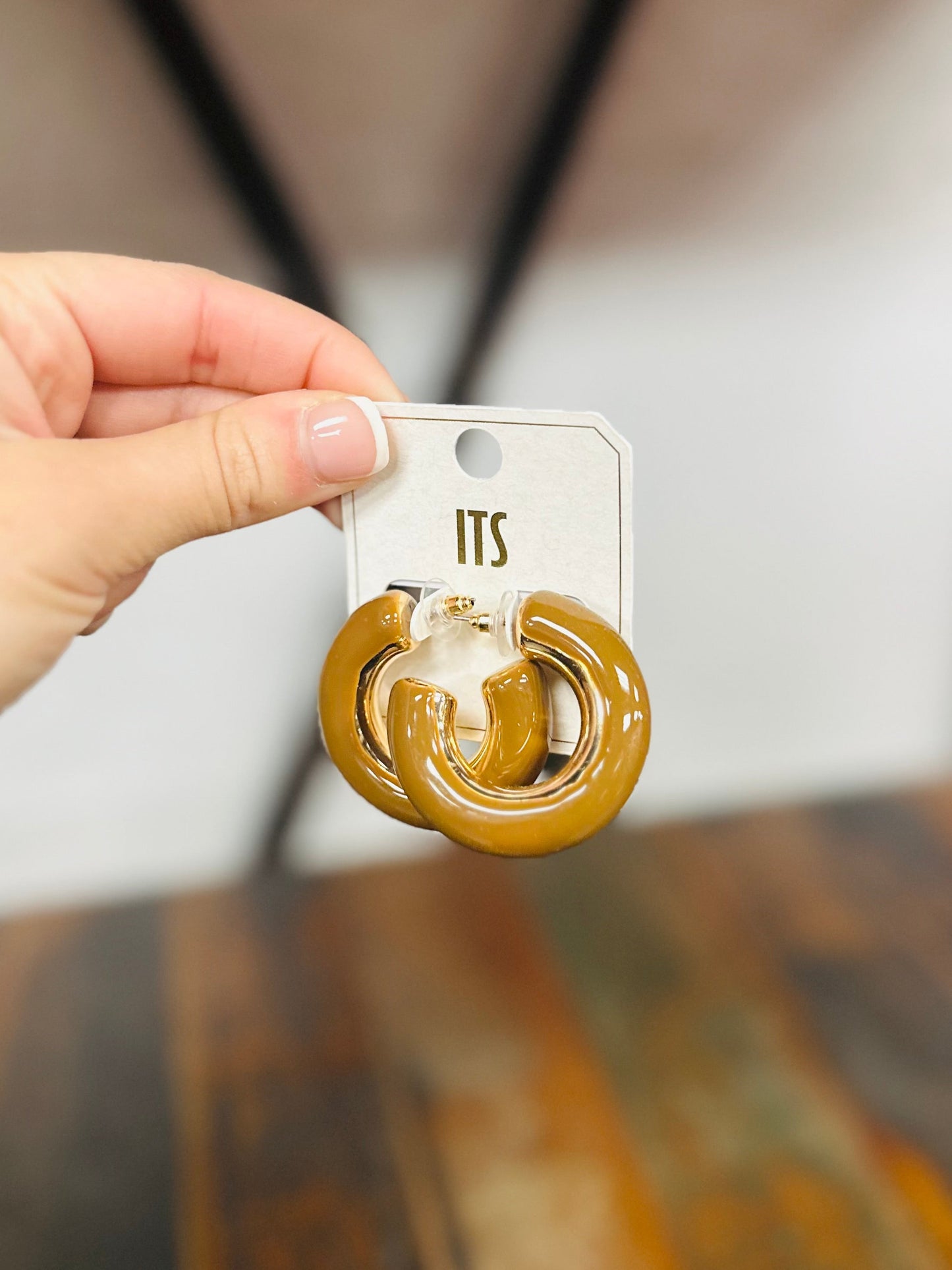 Brown + Gold Chunky Hoops