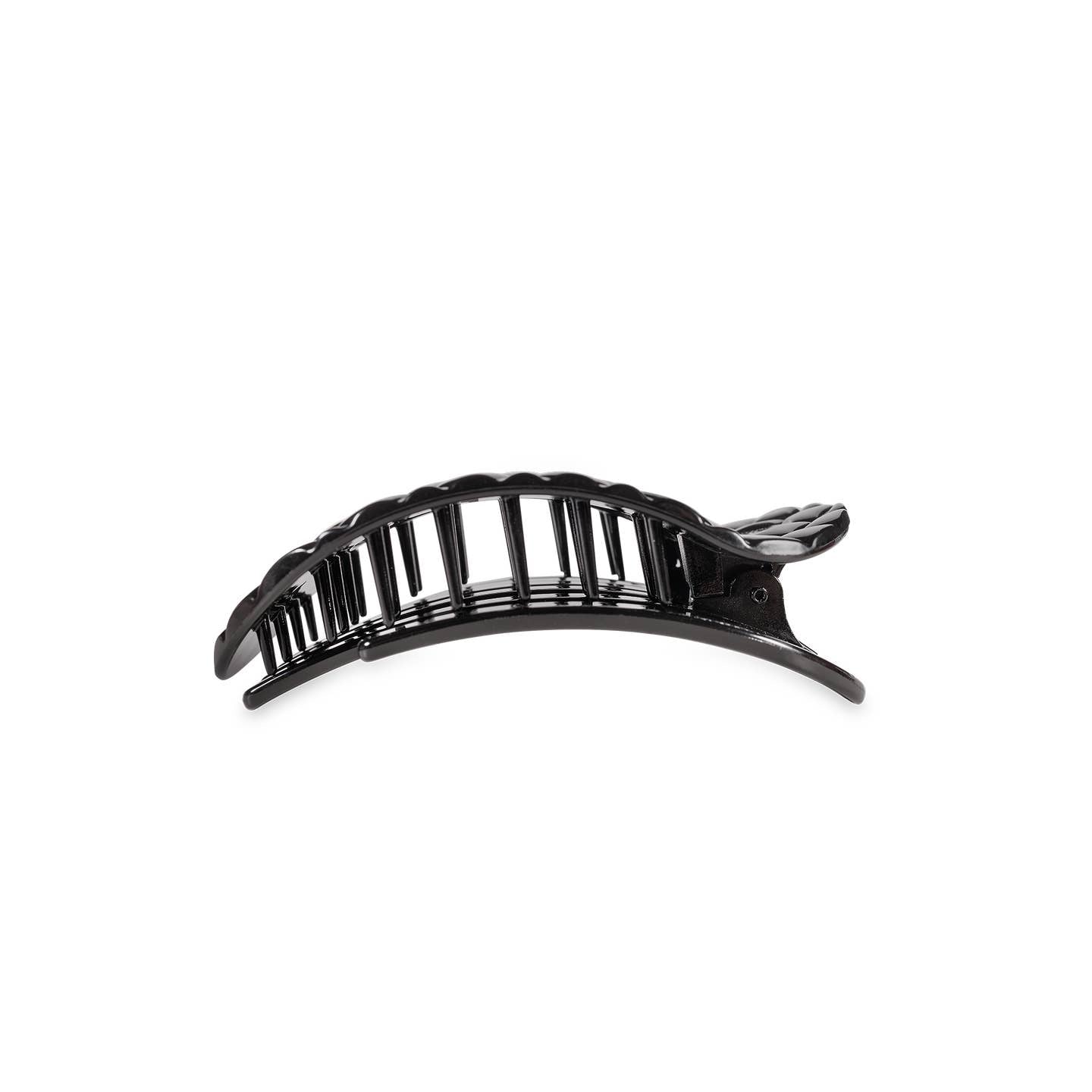 Jet Black Quilted Round Flat Hair Clip