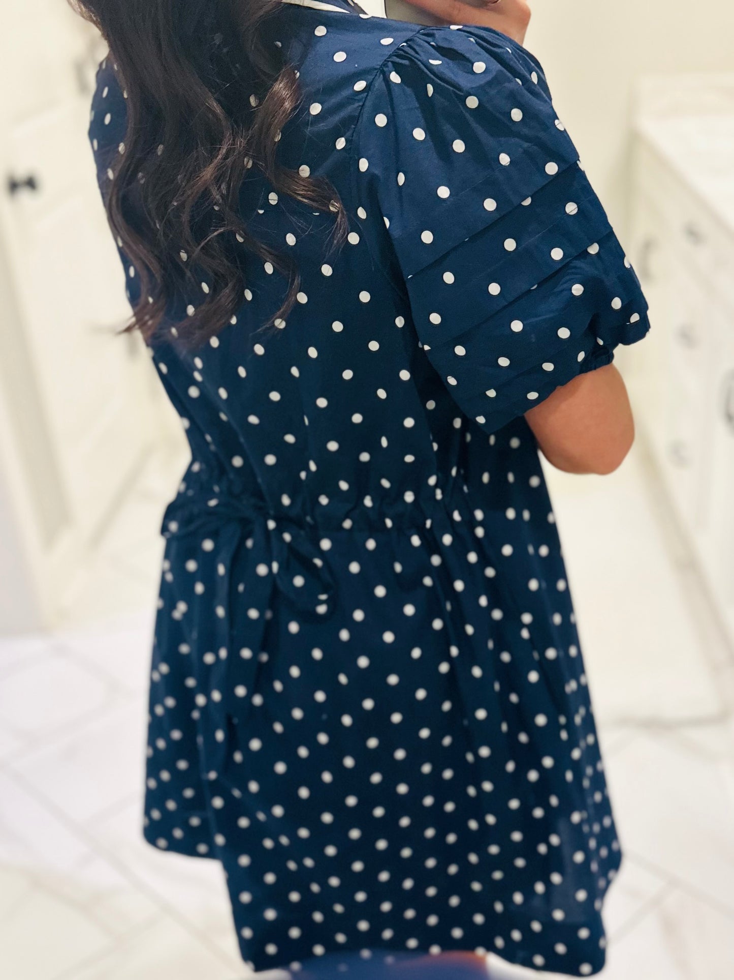 The Kadyn Navy Polka Dot Dress