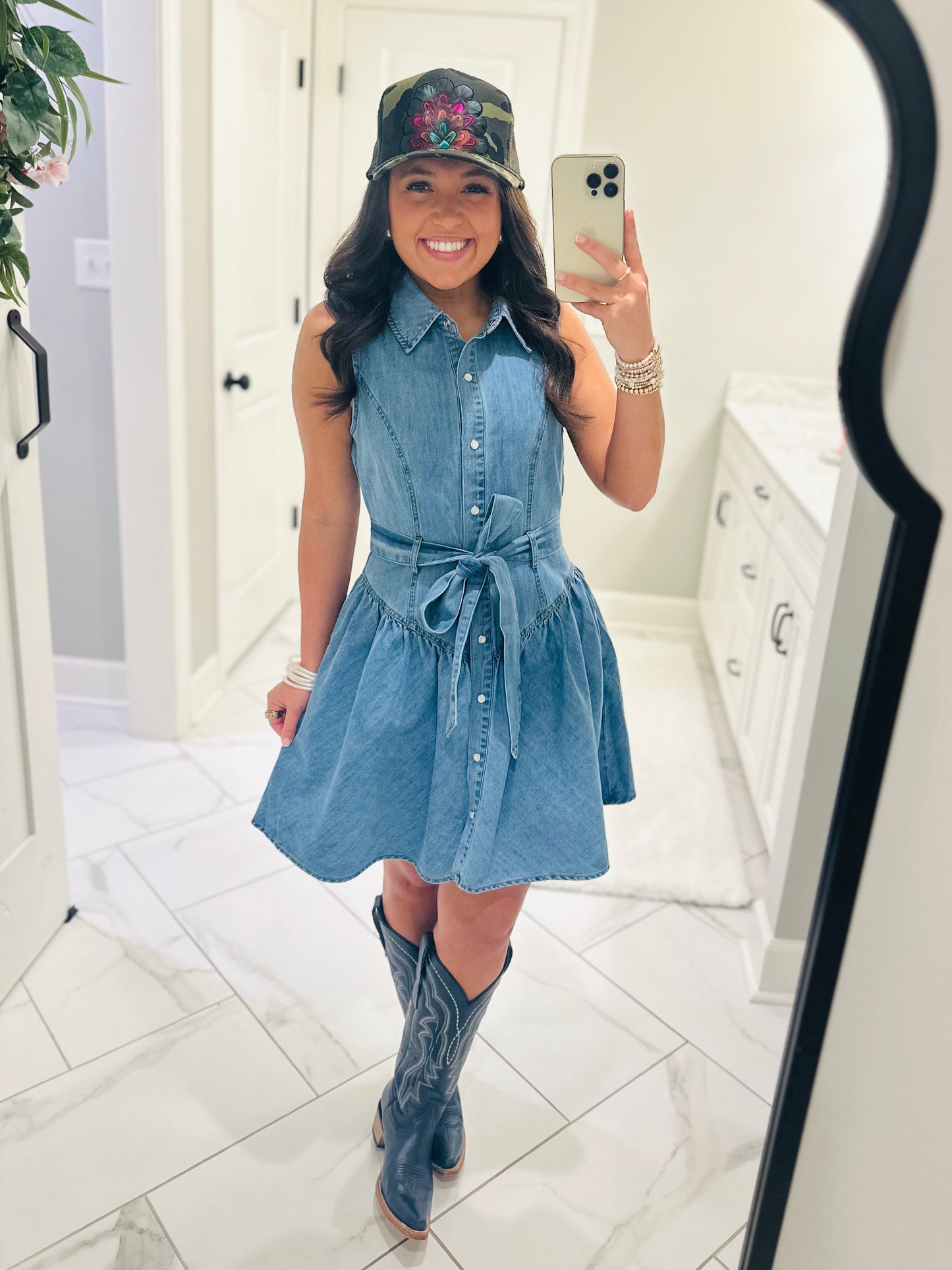 The Remi Denim Sash Belt Dress
