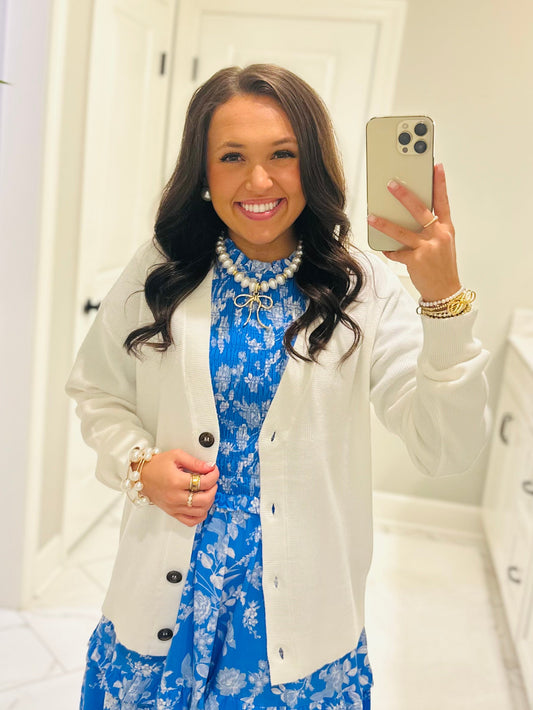 Let's Get Cozy White Cardigan
