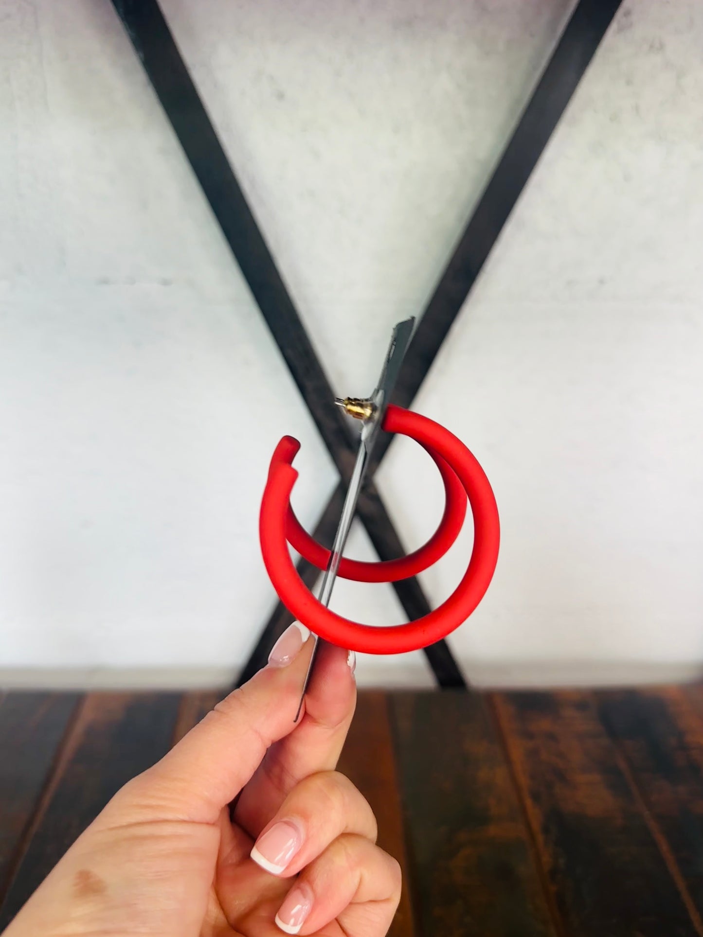 Red Matte Clay Hoop Earring