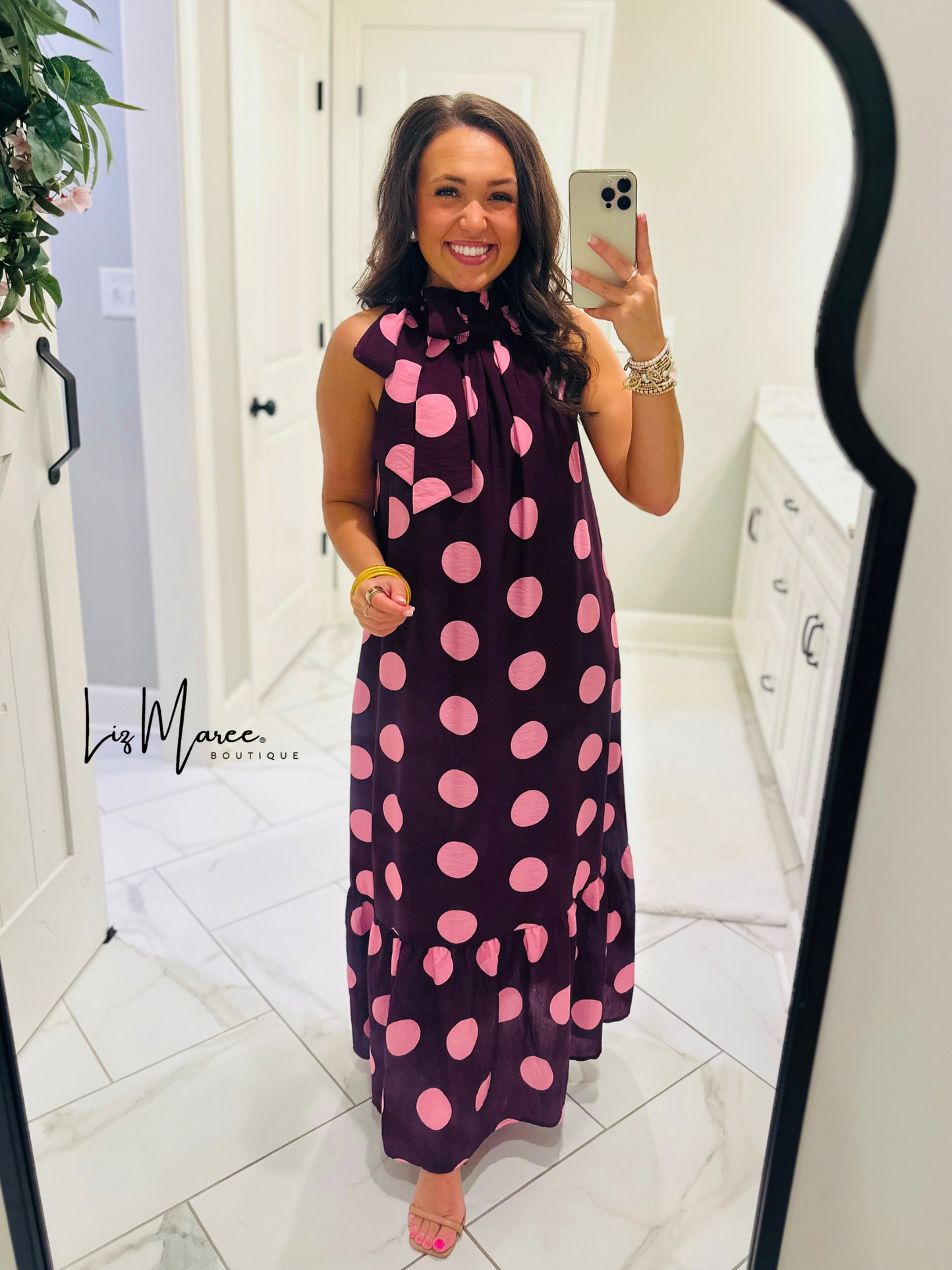 The Hallie Plum Polka Dot Midi Dress