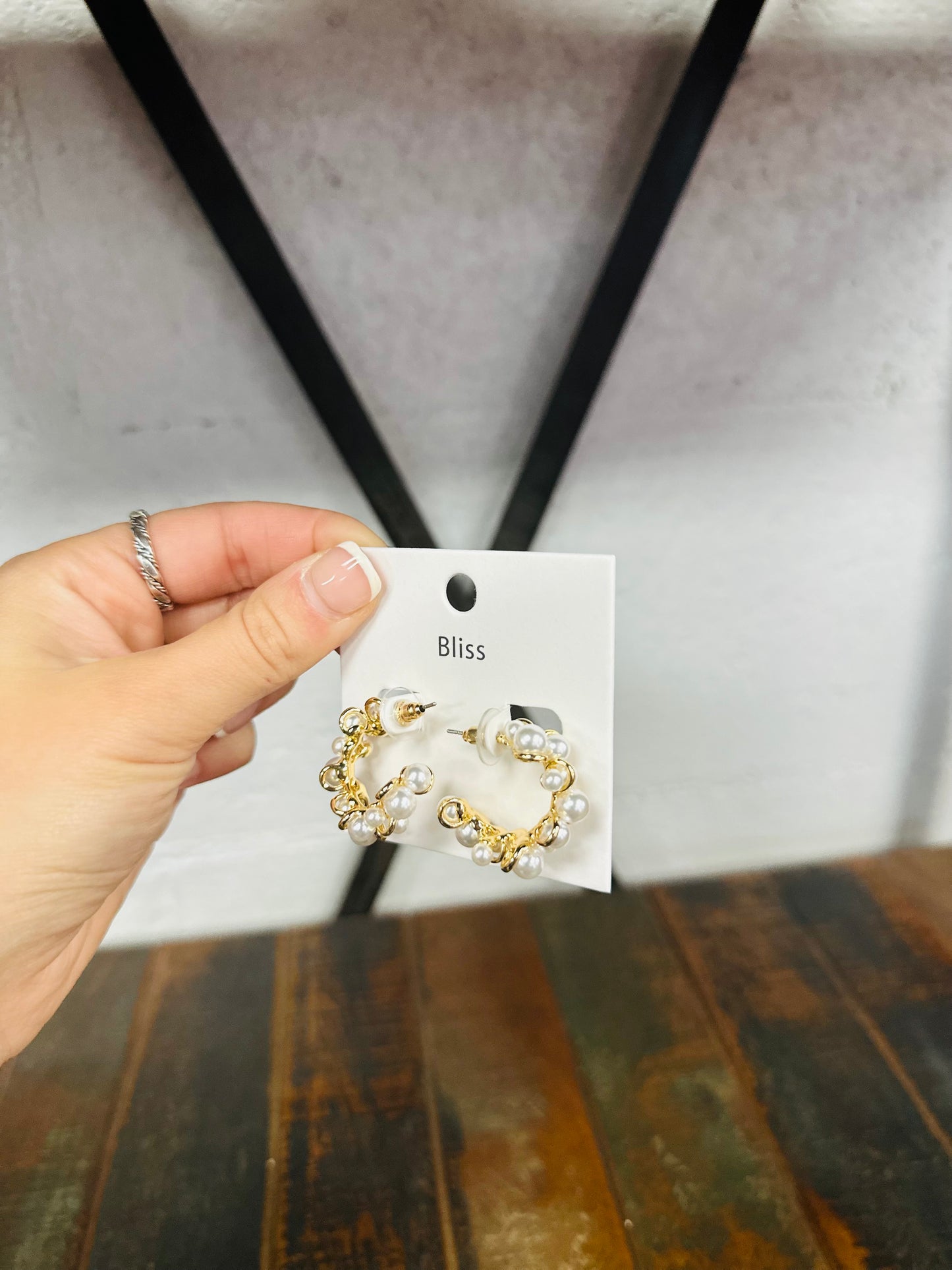 Pearl Gold Cluster Hoop Earring