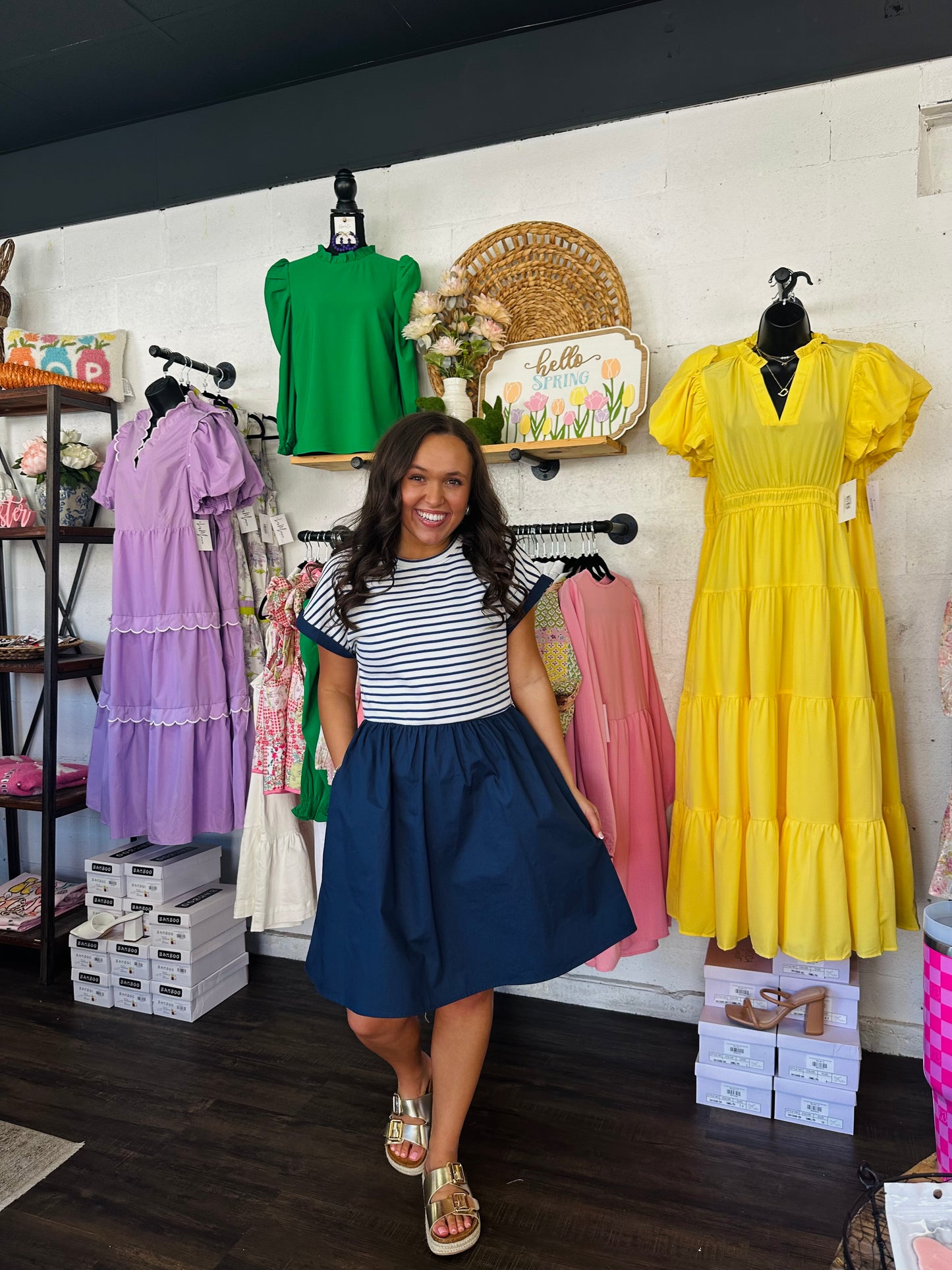 The Harbor Navy Blue Striped Dress