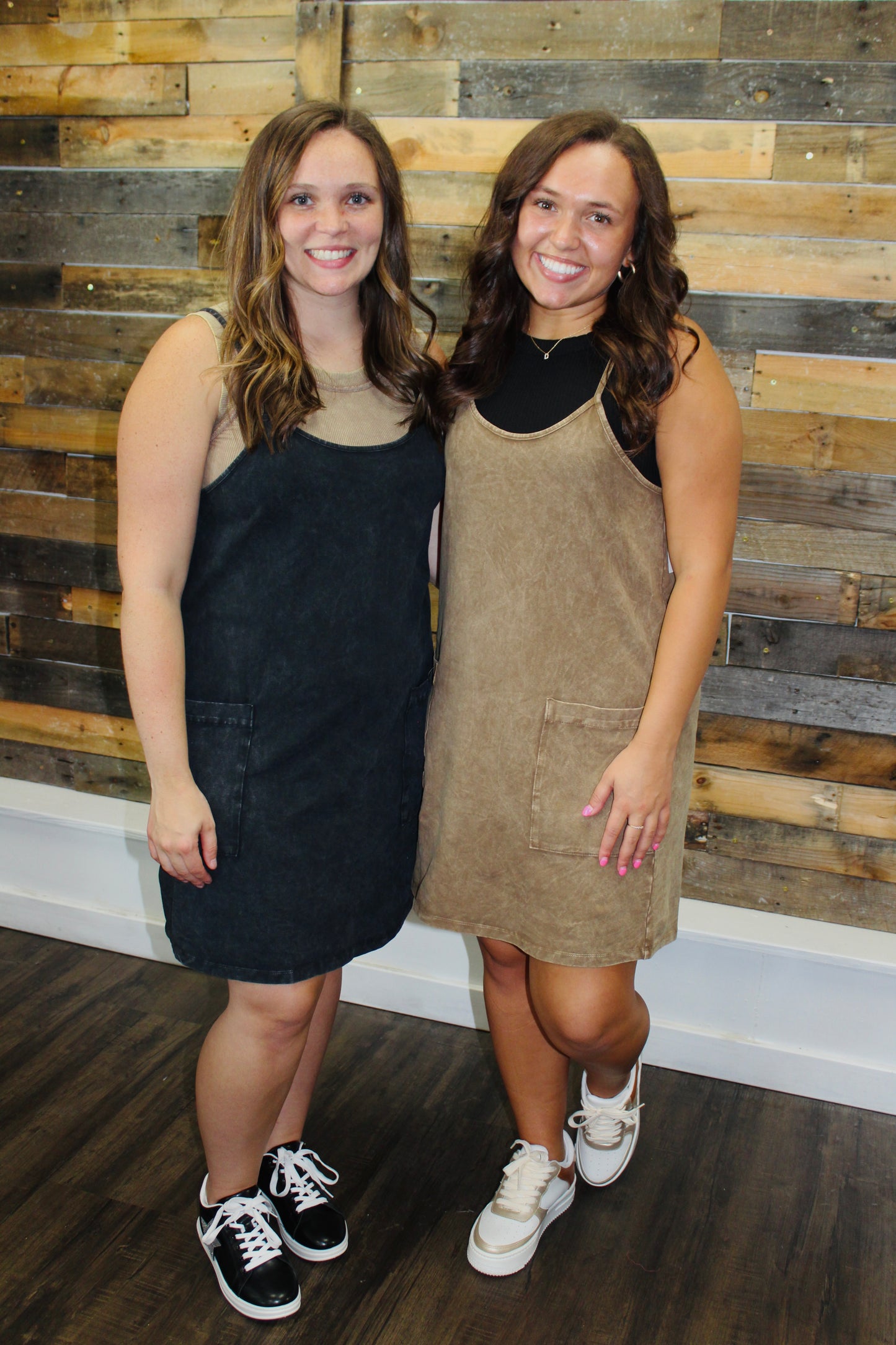 Ready To Go Black Acid Wash Cami Dress