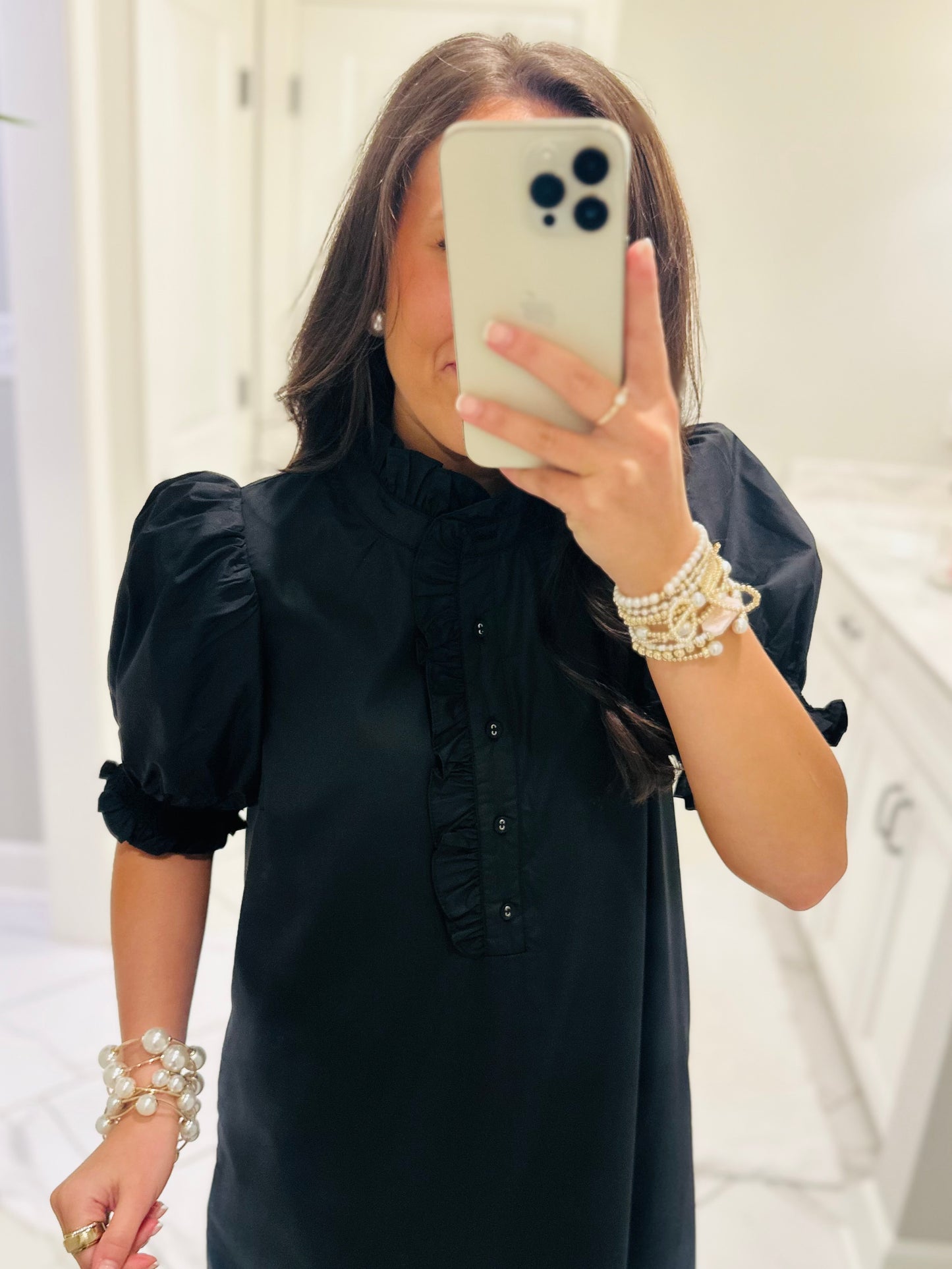 The Blakeley Black Embroidered Scallop Midi Dress