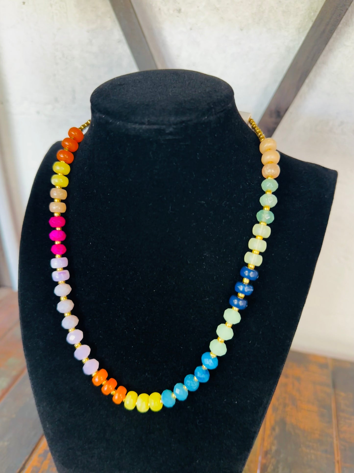 Rainbow Ball Beaded Necklace