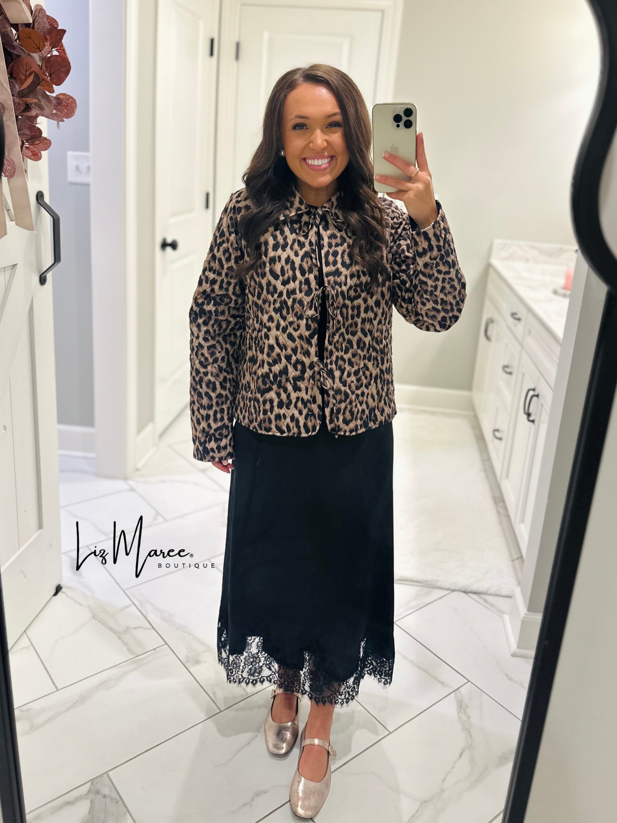 The Aubrey Leopard Quilted Bow Jacket