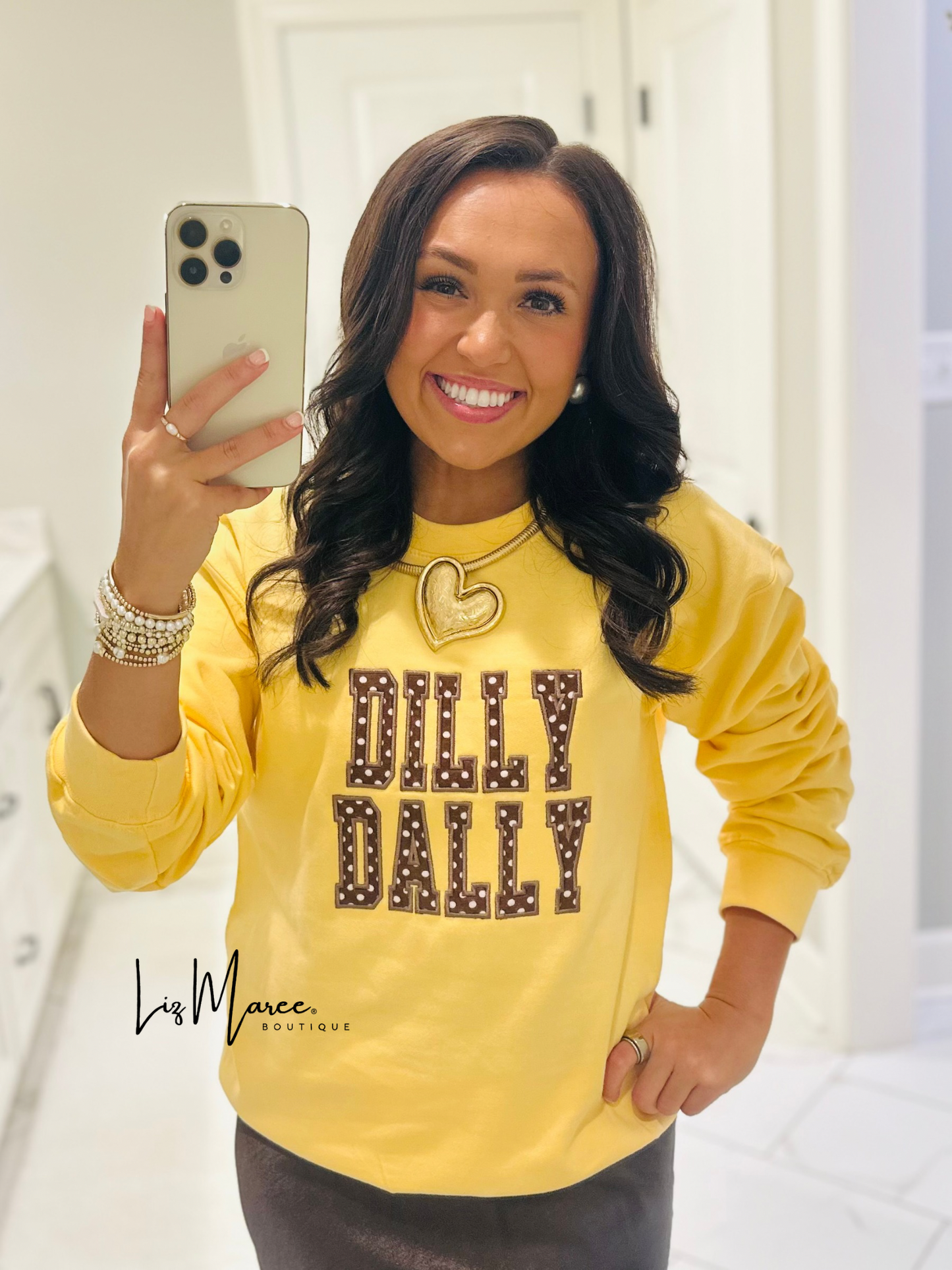 The Dilly Dally Polka Dot Embroidered Crewneck
