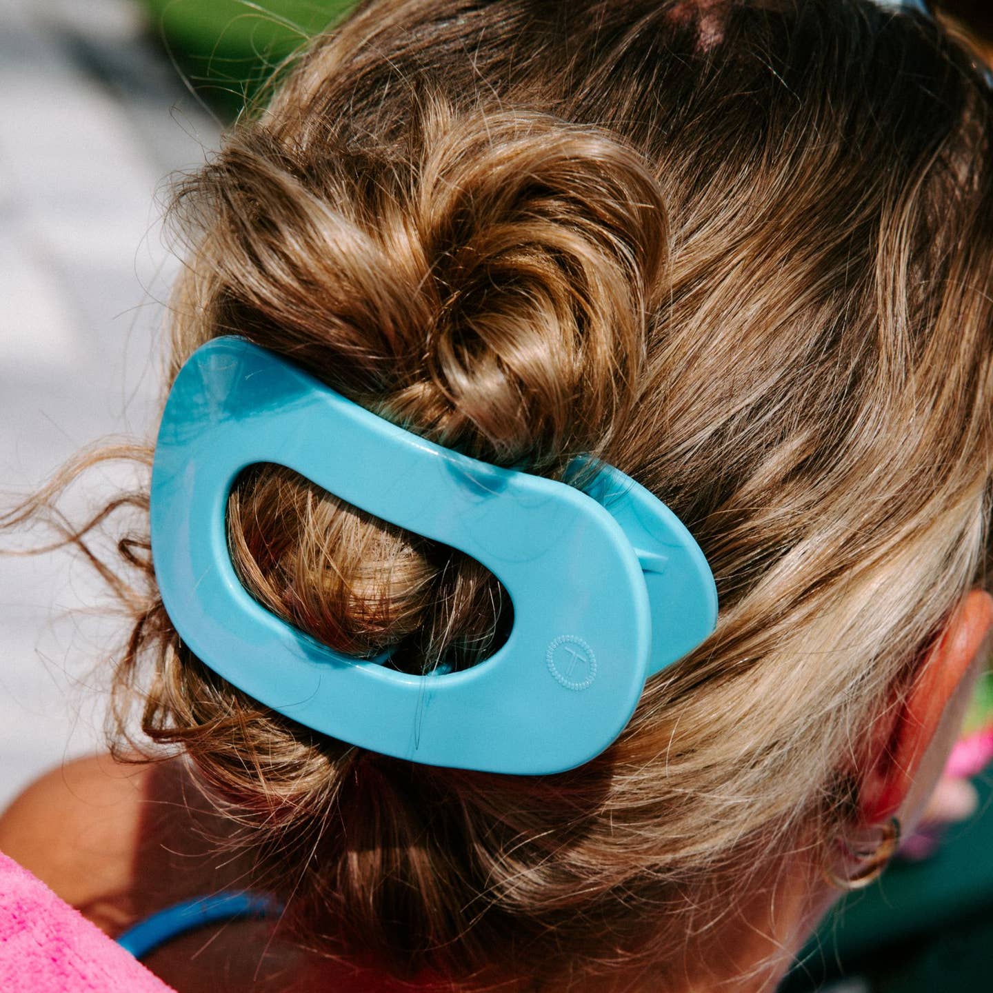 Summer Sky Blue Round Flat Hair Clip