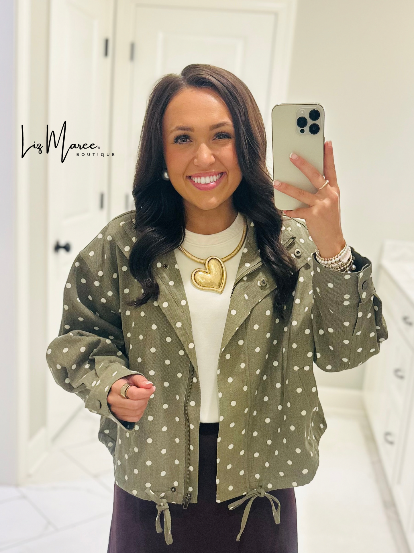 The Reese Olive Polka Dot Jacket