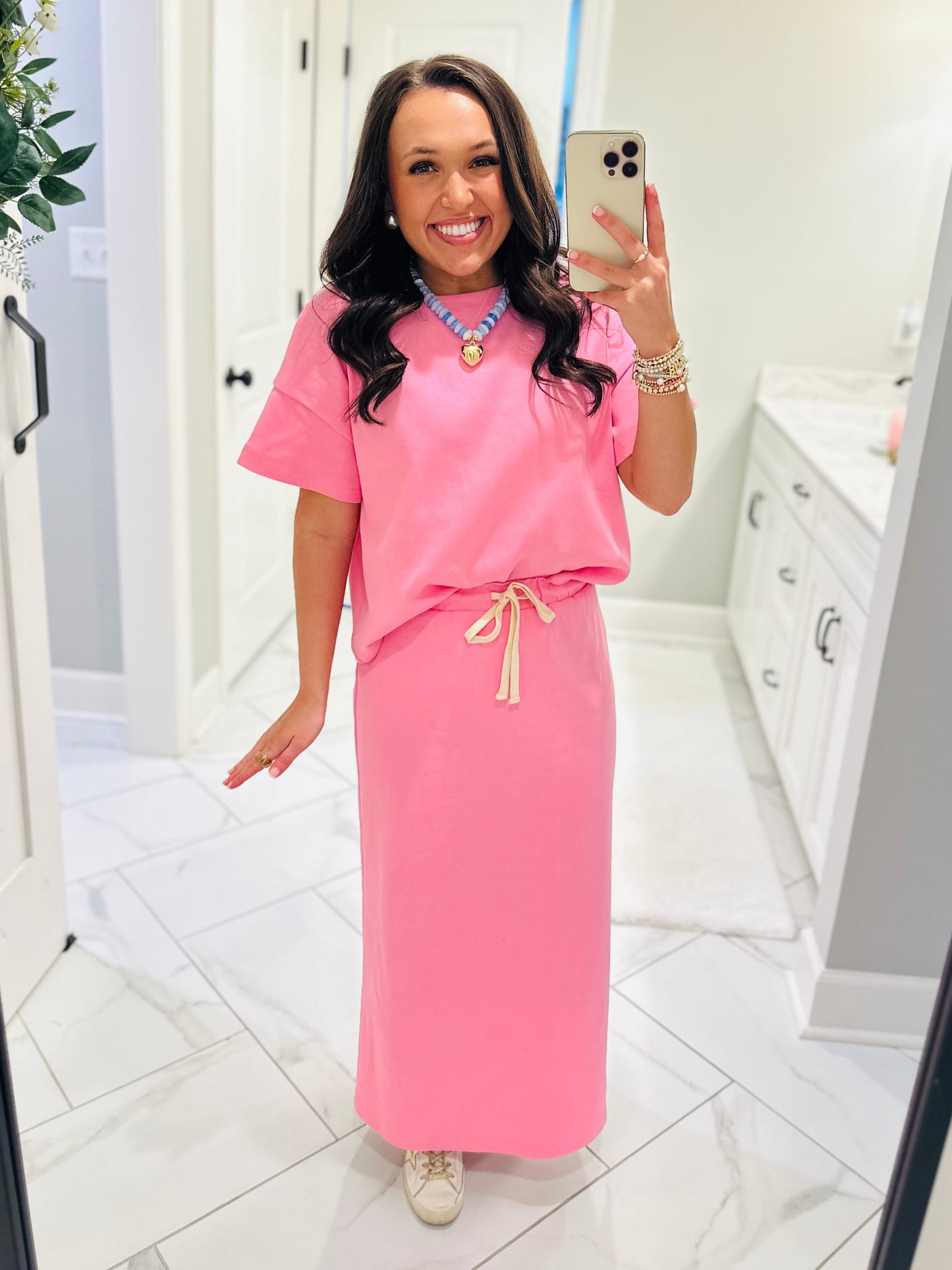 The Sonny Pink Knit Top + Skirt Set