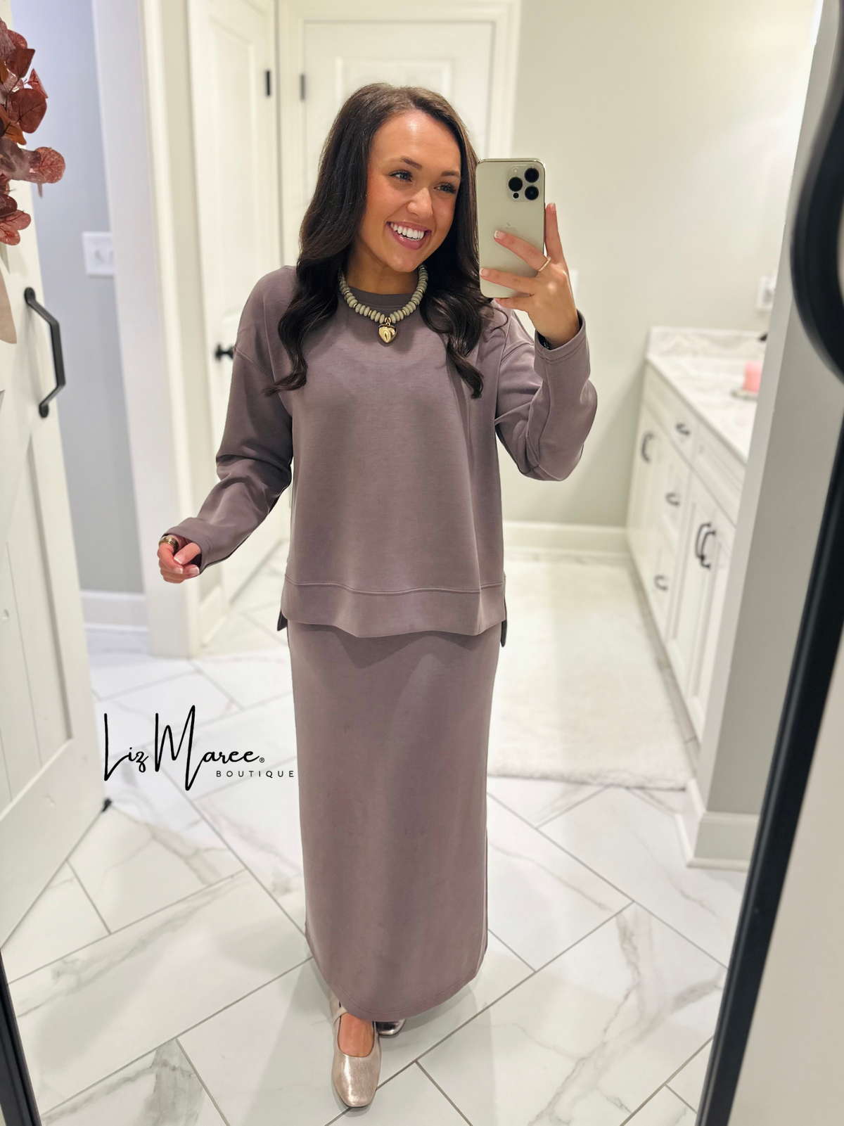 The Rheanne Mocha 2 Piece Dress Set