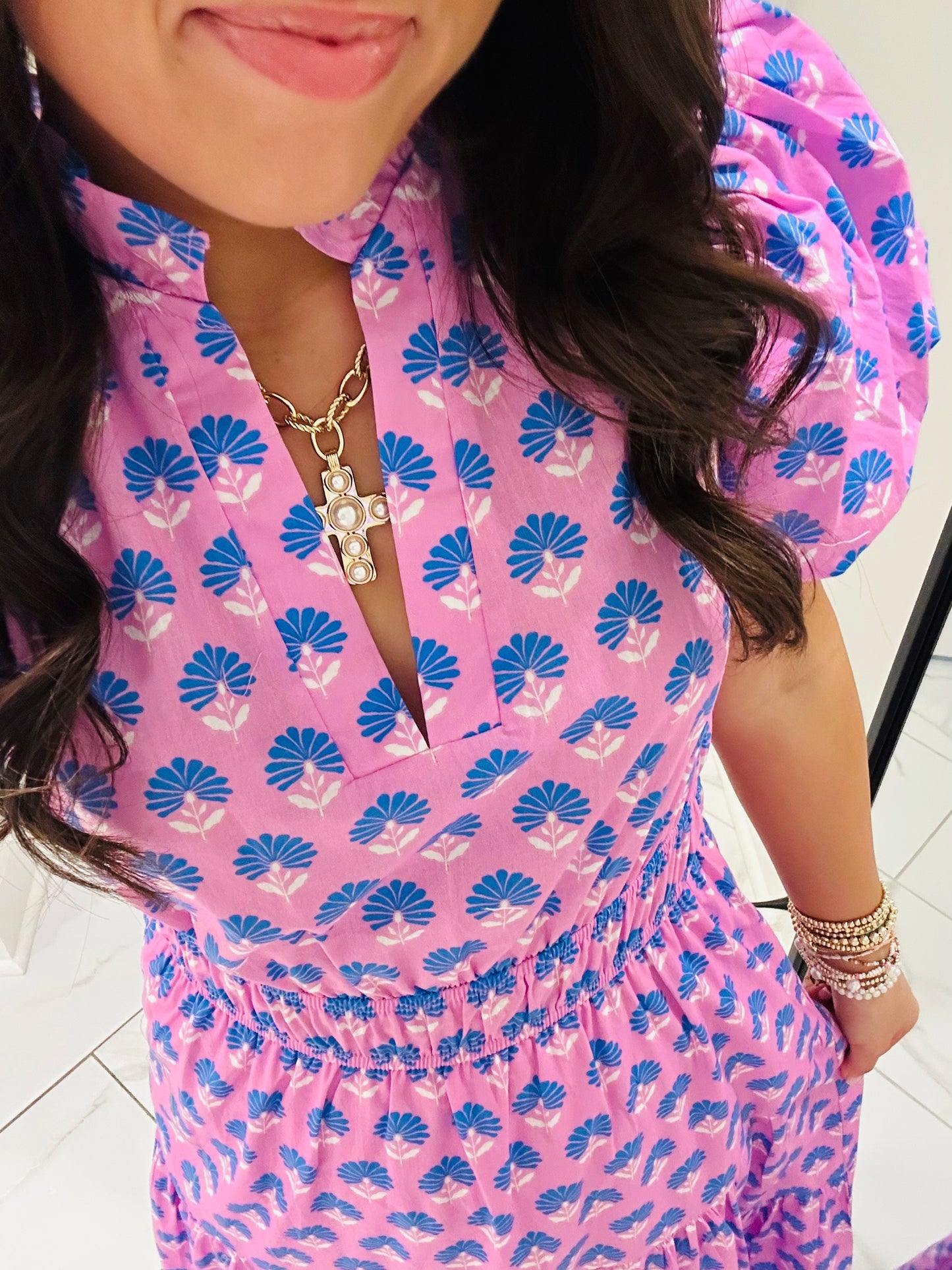 The Maya Lavender Floral Midi Dress