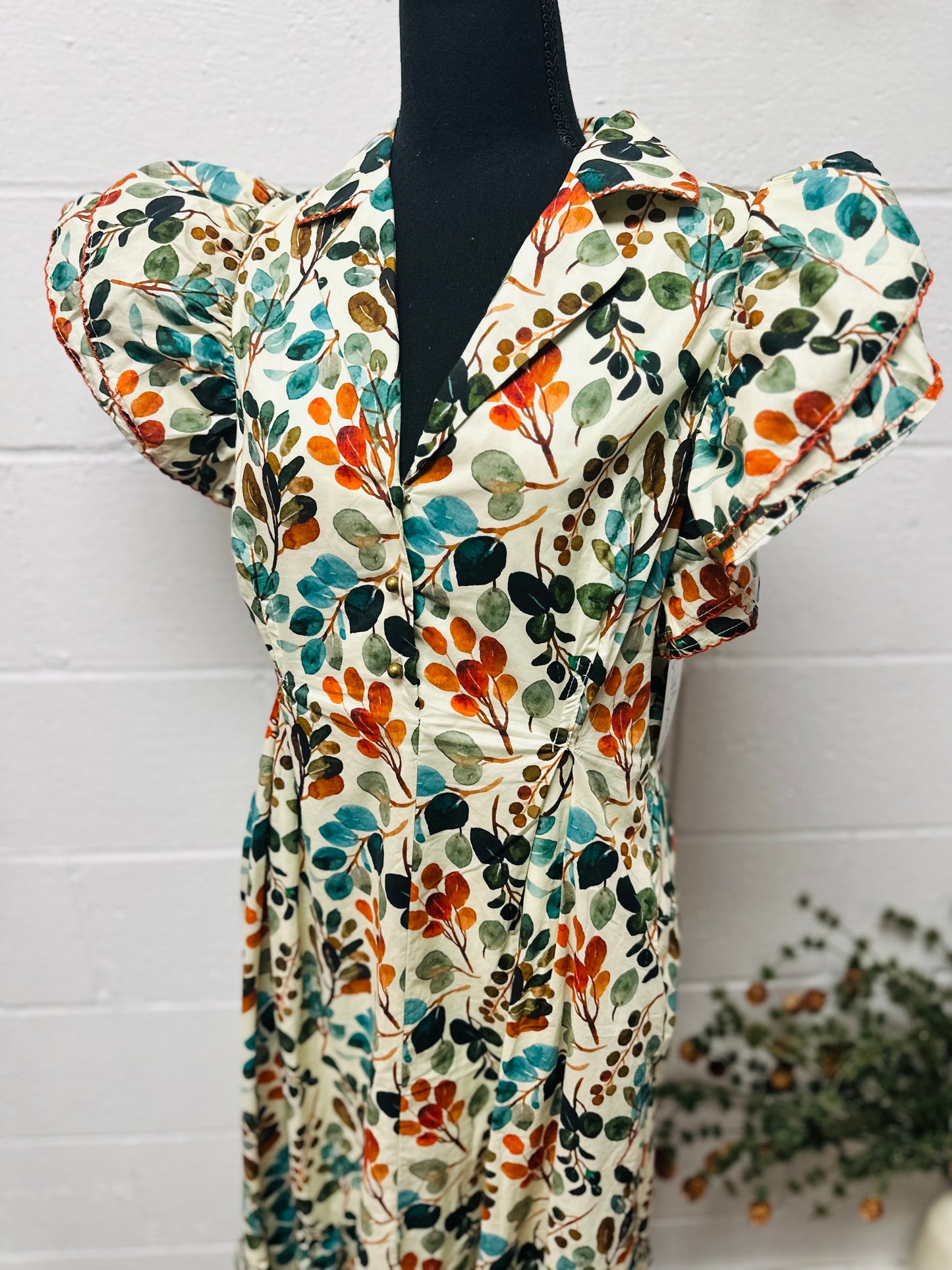 The Susanna Ecru Floral Midi Dress