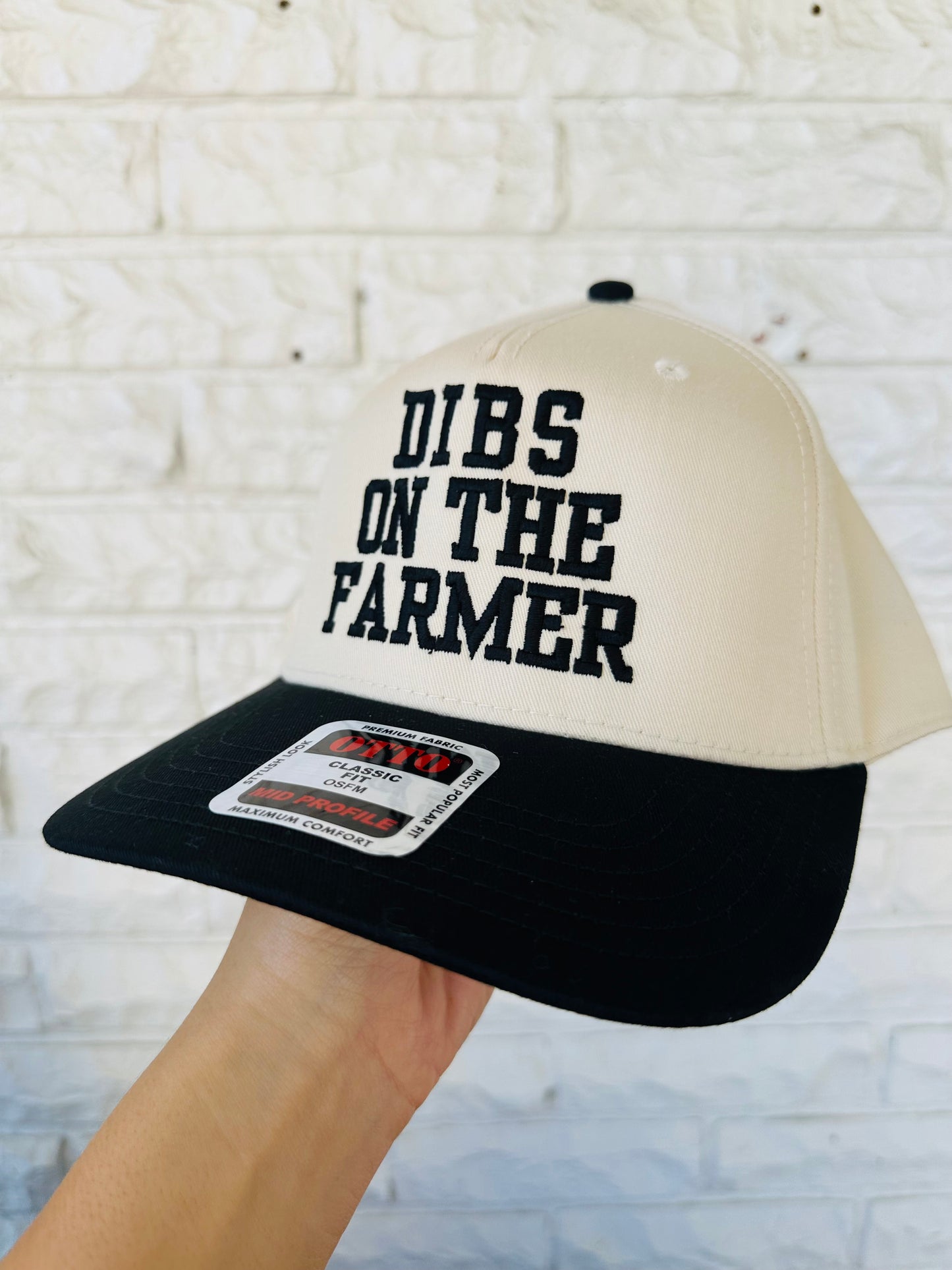 Black 'Dibs On The Farmer' Embroidered Trucker Hat