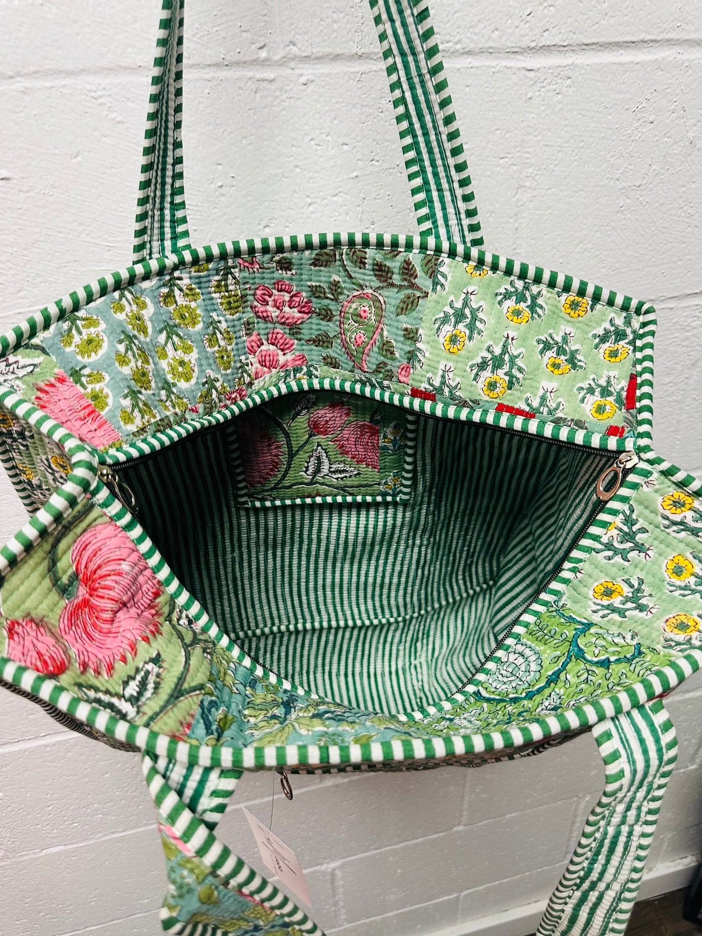 The Green Patchwork Quilted Tote Bag