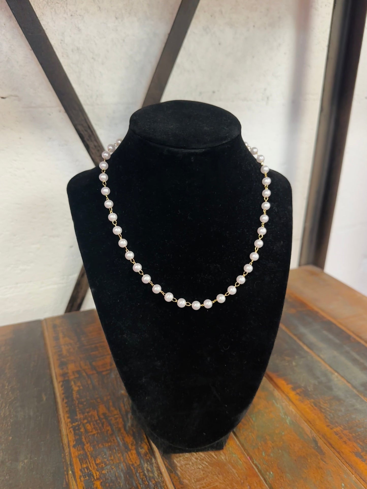 Pearl Beaded + Chain Link Necklace