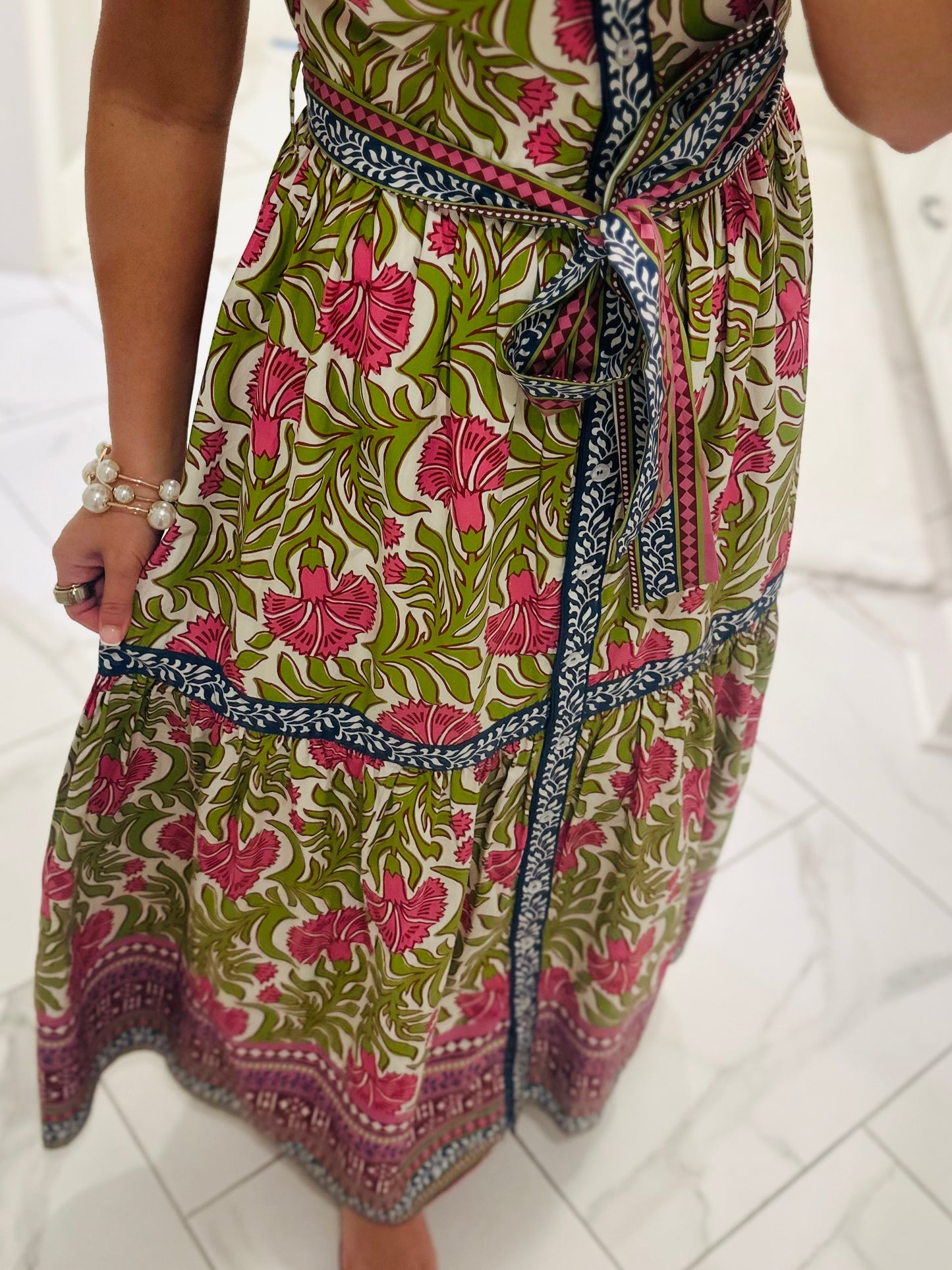 The Kennedy Green Floral Maxi Dress