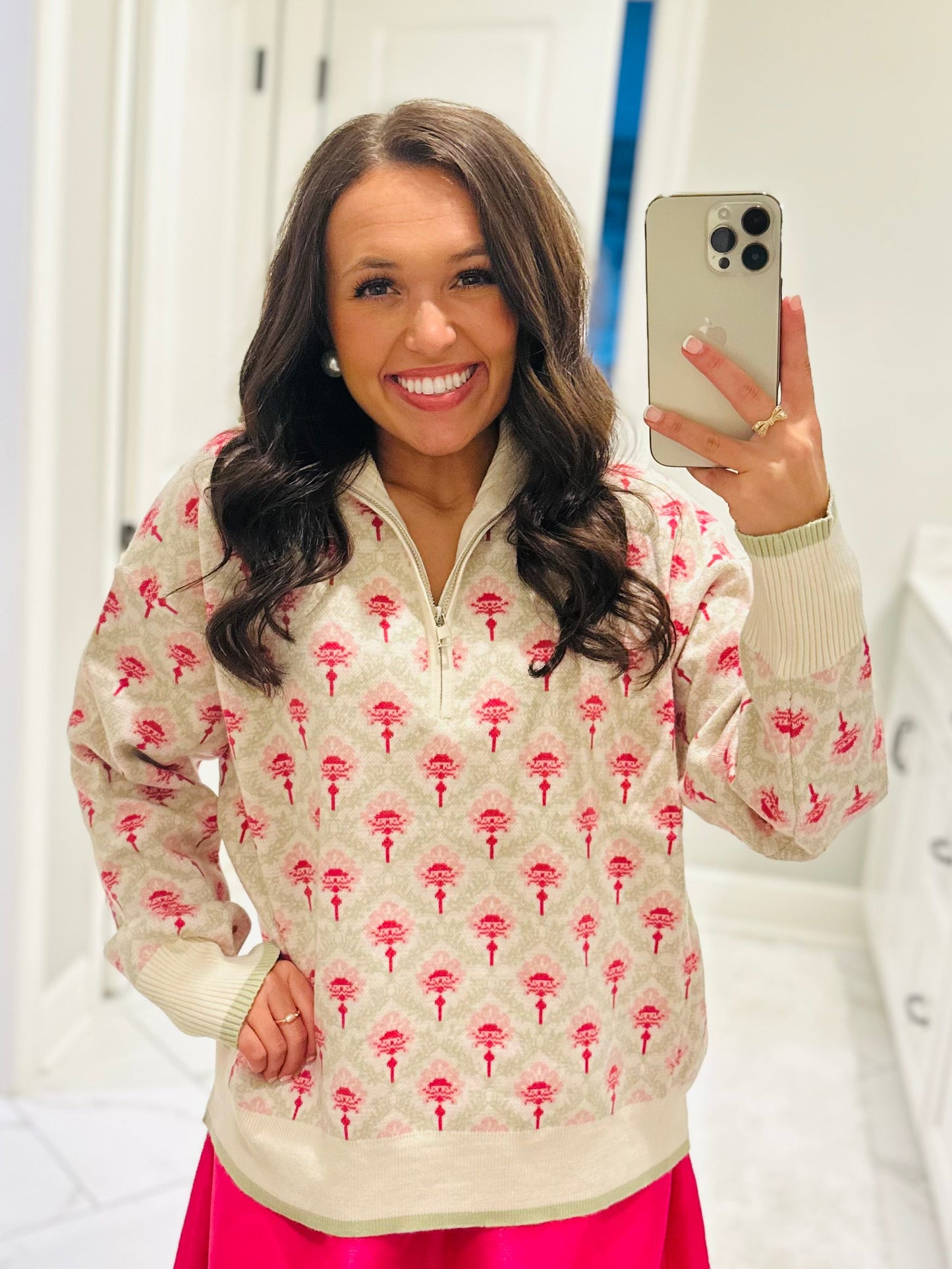 The Oakley Floral Half Zip Pullover