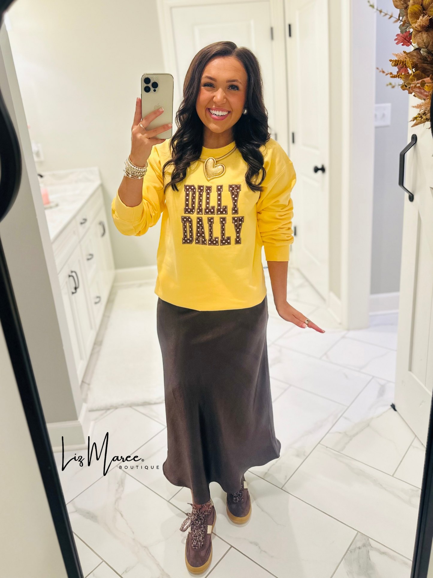 The Dilly Dally Polka Dot Embroidered Crewneck