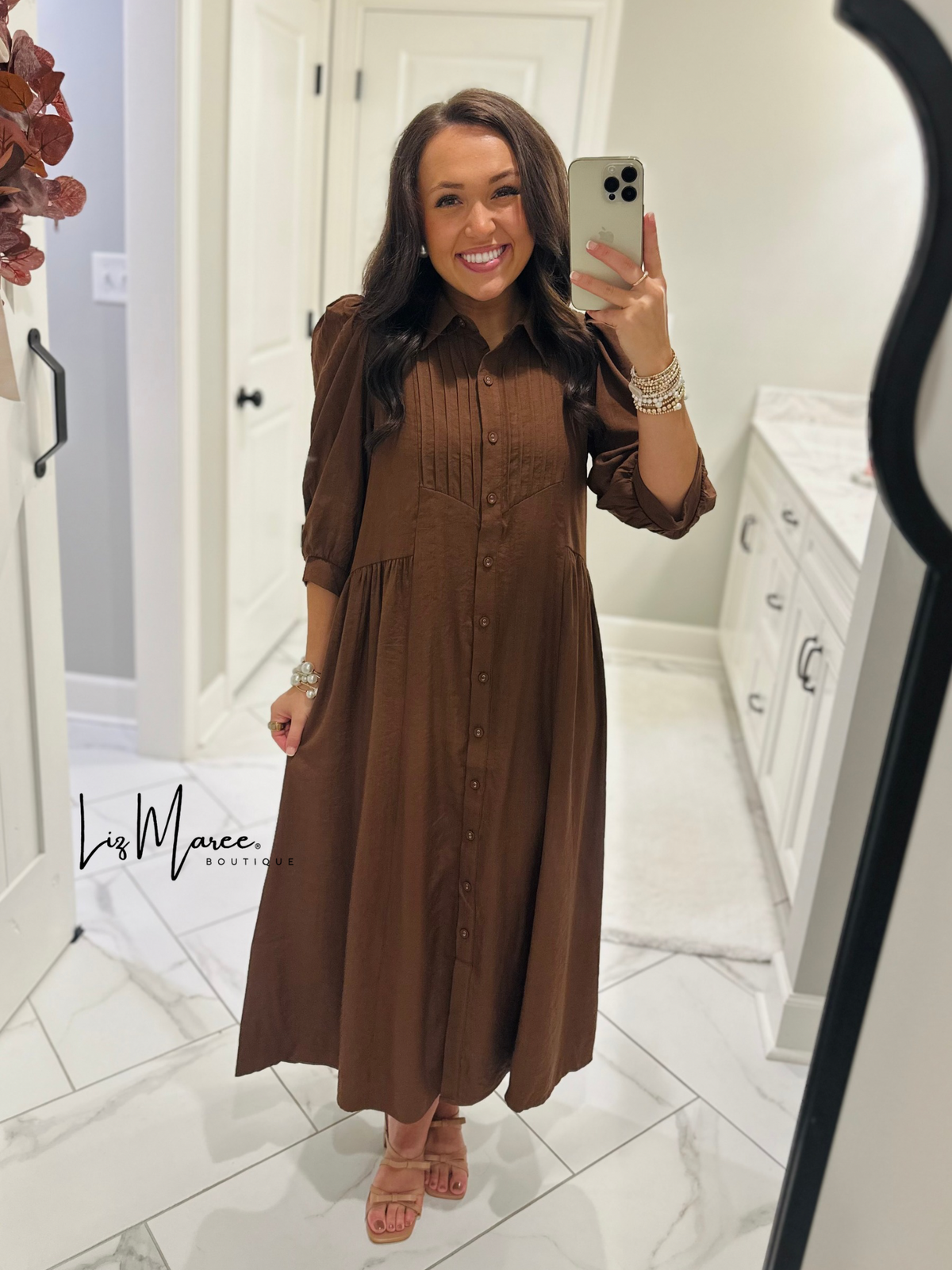 The Rowan Brown Midi Dress