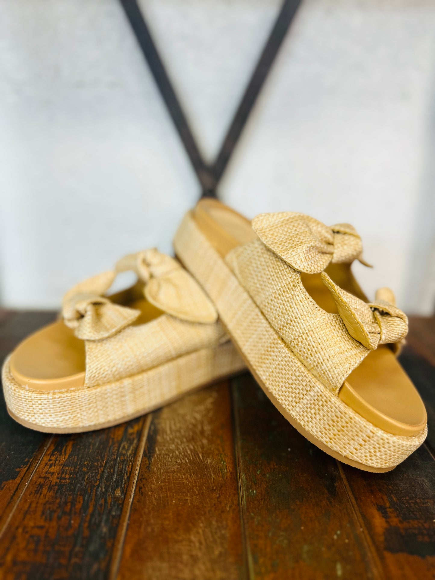 The Kiki Raffia Bow Platform Sandal