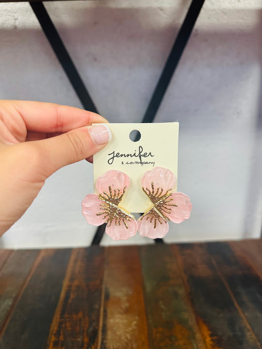 Flower Statement Earring - Light Pink