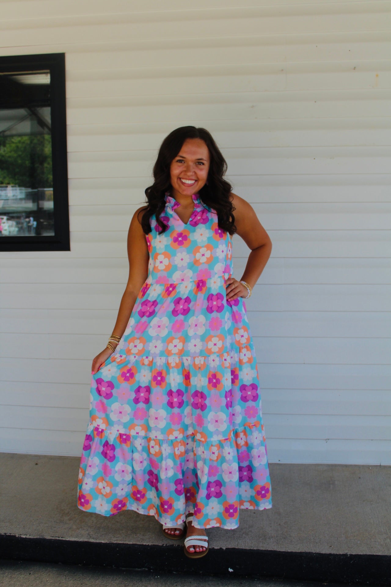 The Isabelle Sky Blue Floral Print Maxi Dress