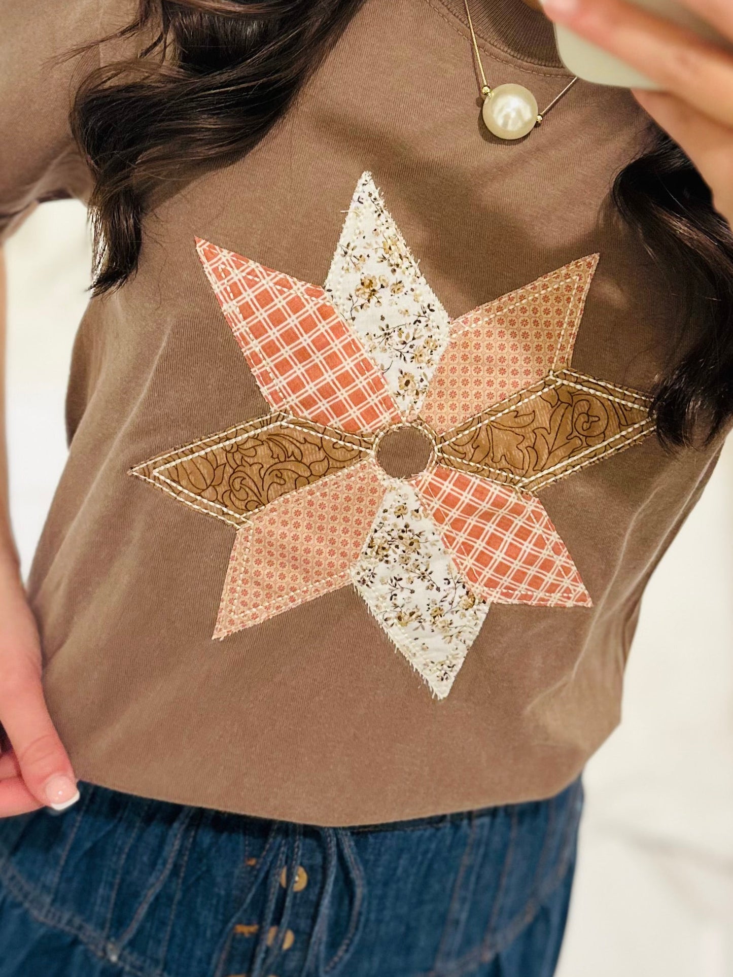 The Vintage Patchwork Quilted Star Embroidered Tee