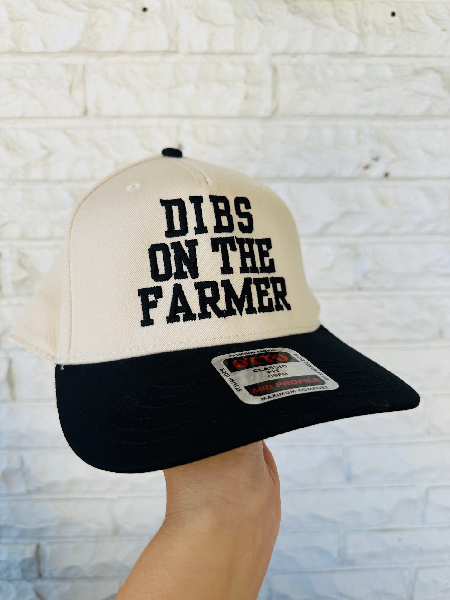 Black 'Dibs On The Farmer' Embroidered Trucker Hat