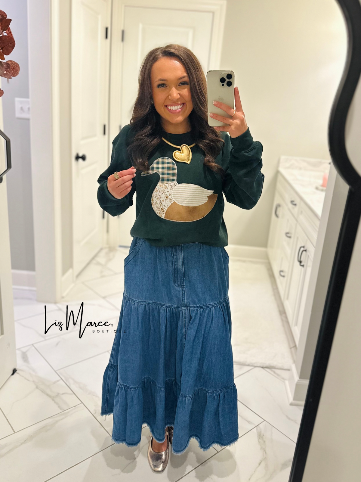 The Callie Denim Tiered Midi Skirt