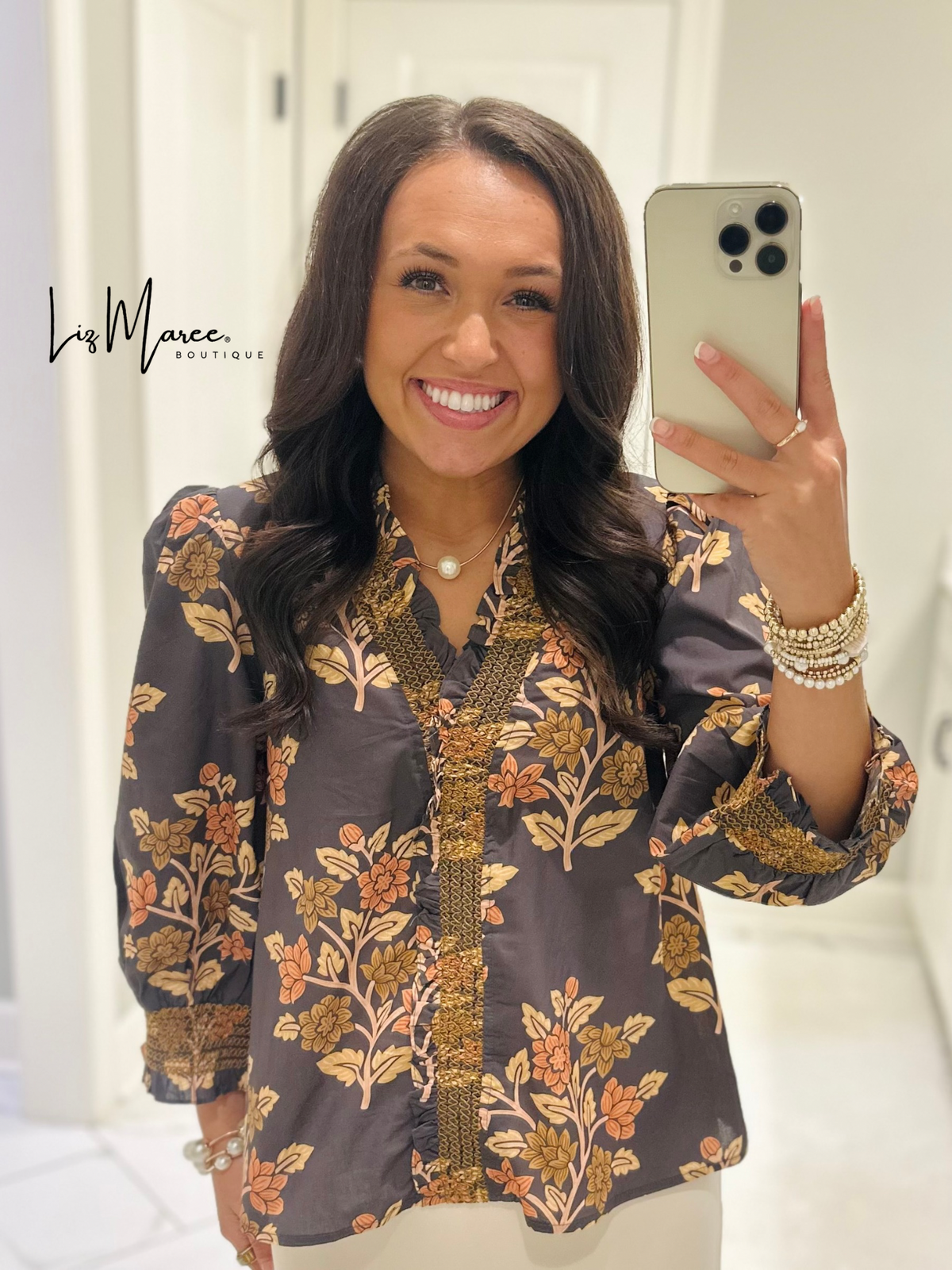 The Carrie Grey Floral Top