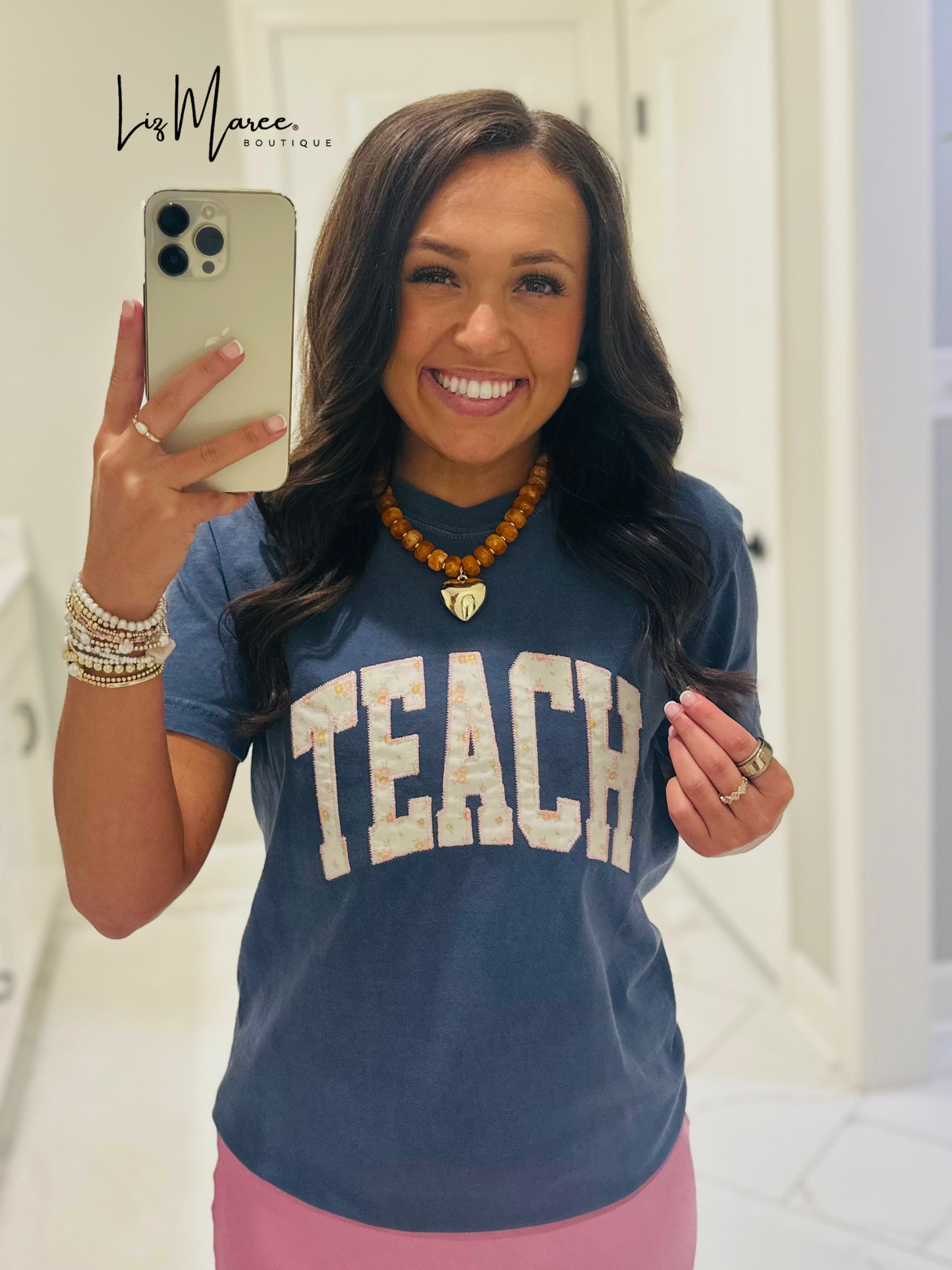 The Floral Teach Appliqué Embroidered Tee
