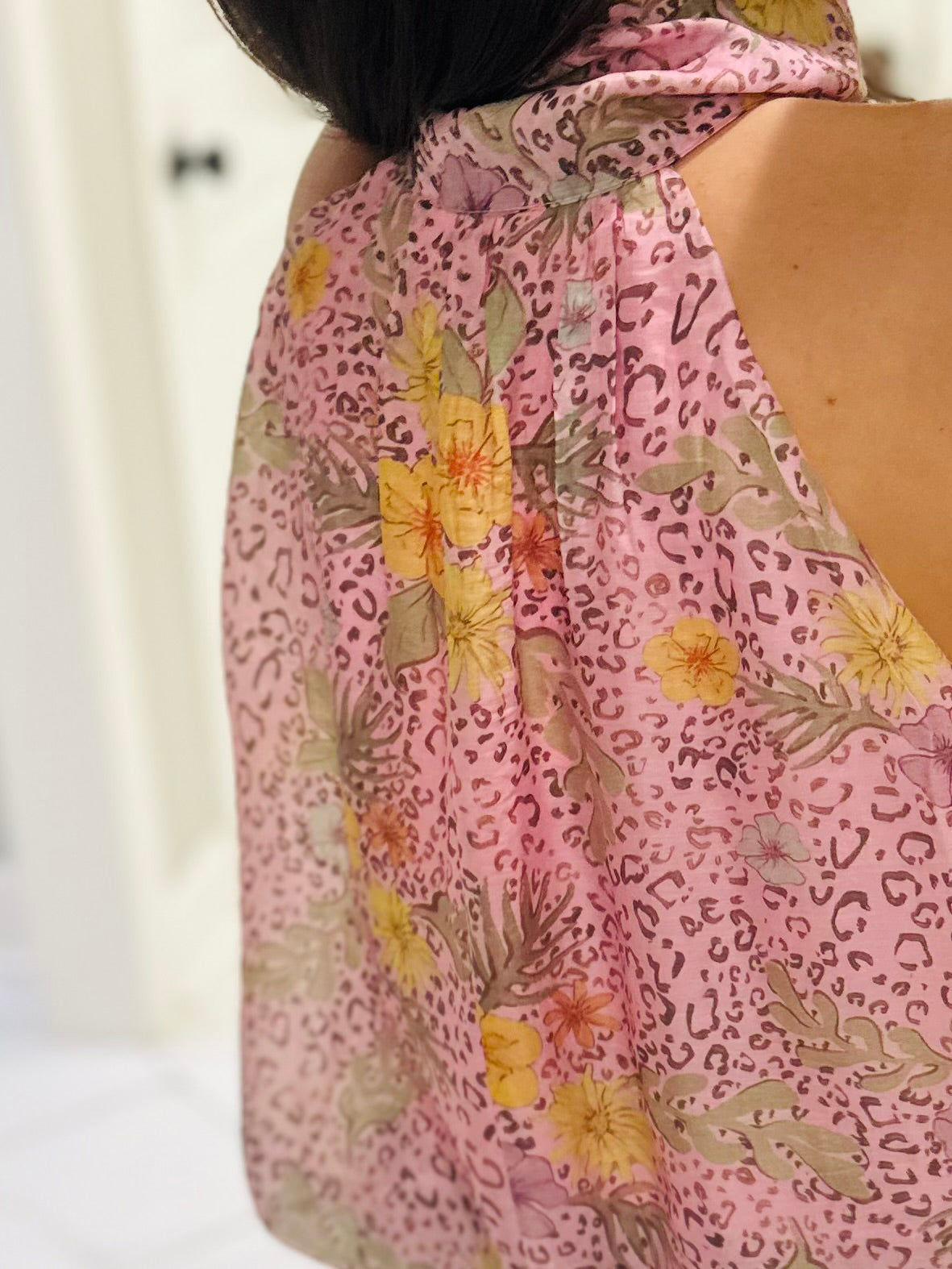 The Fable Pink Leopard Floral Top