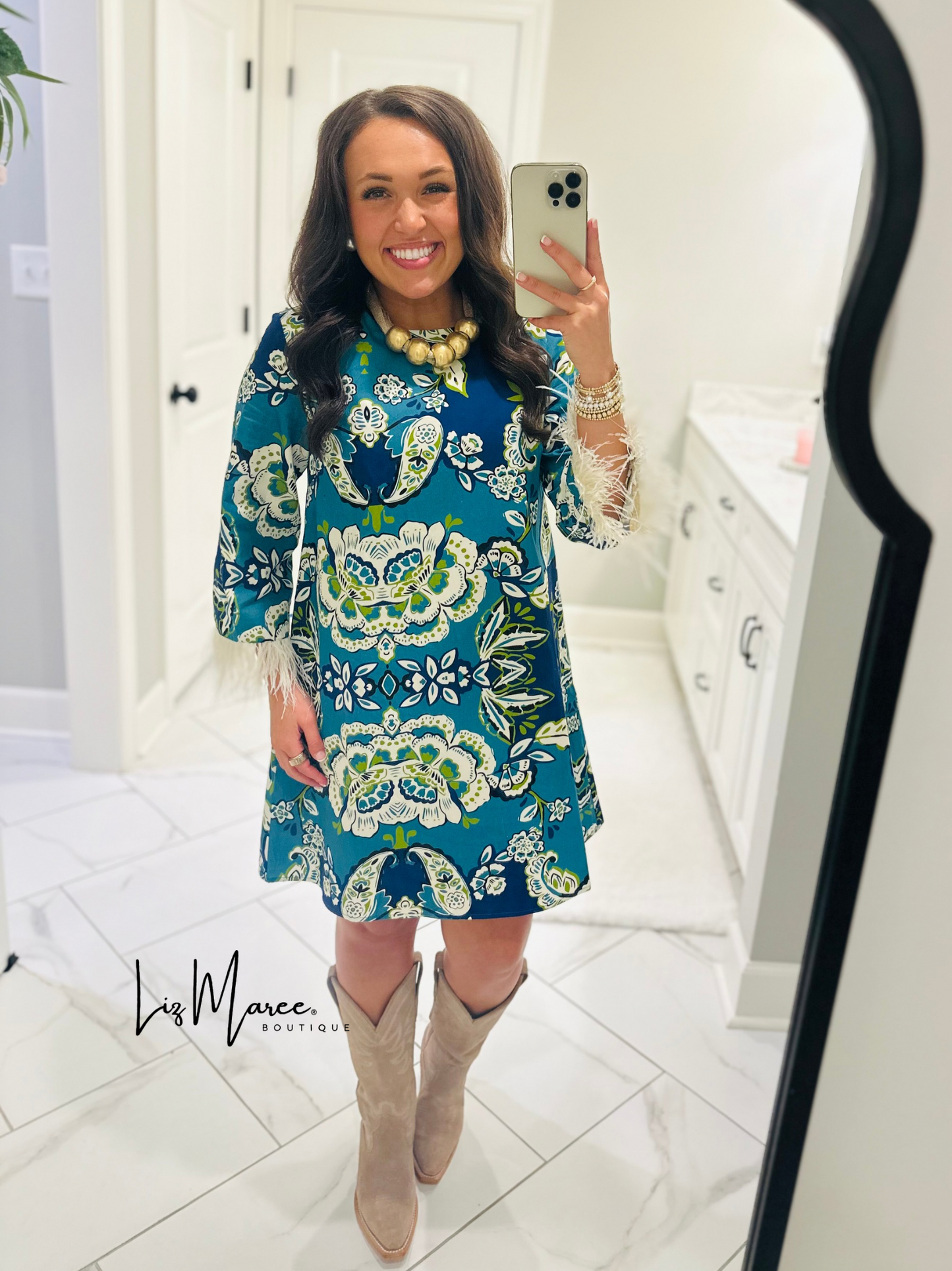 The Avery Blue Floral + Paisley Dress