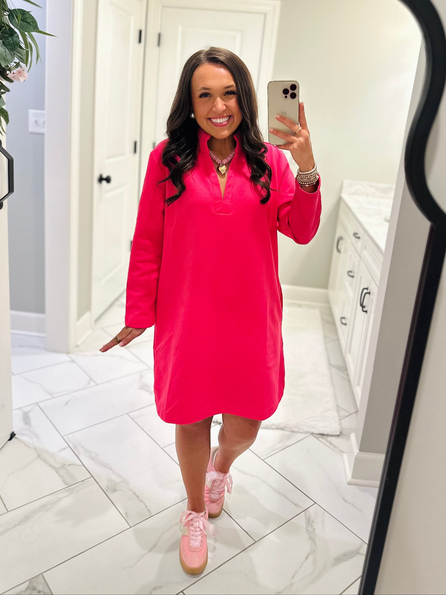 The Nicole Pink Long Sleeve Dress