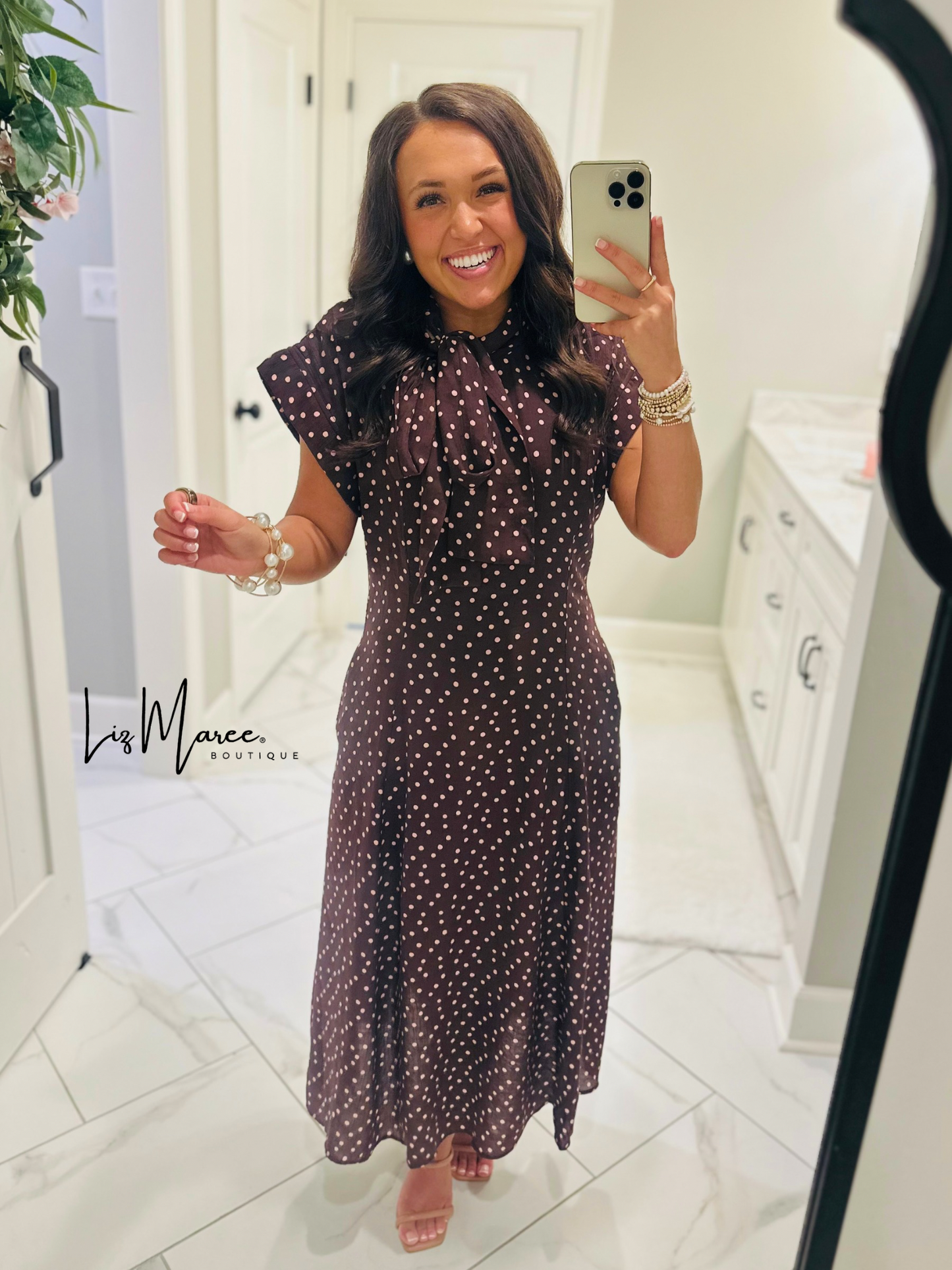 The Margo Burgundy Polka Dot Midi Dress