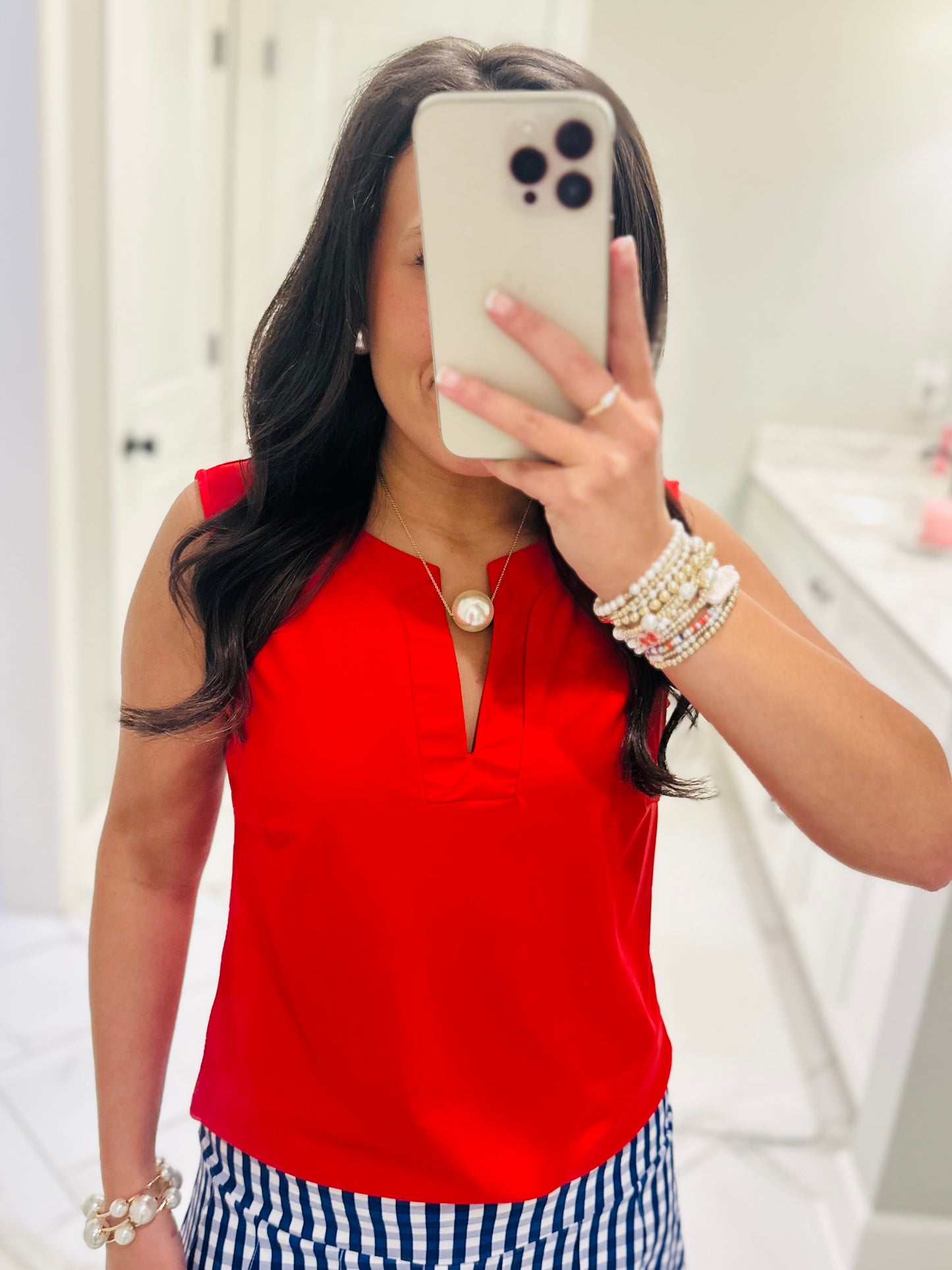 The Gina Red Sleeveless Top