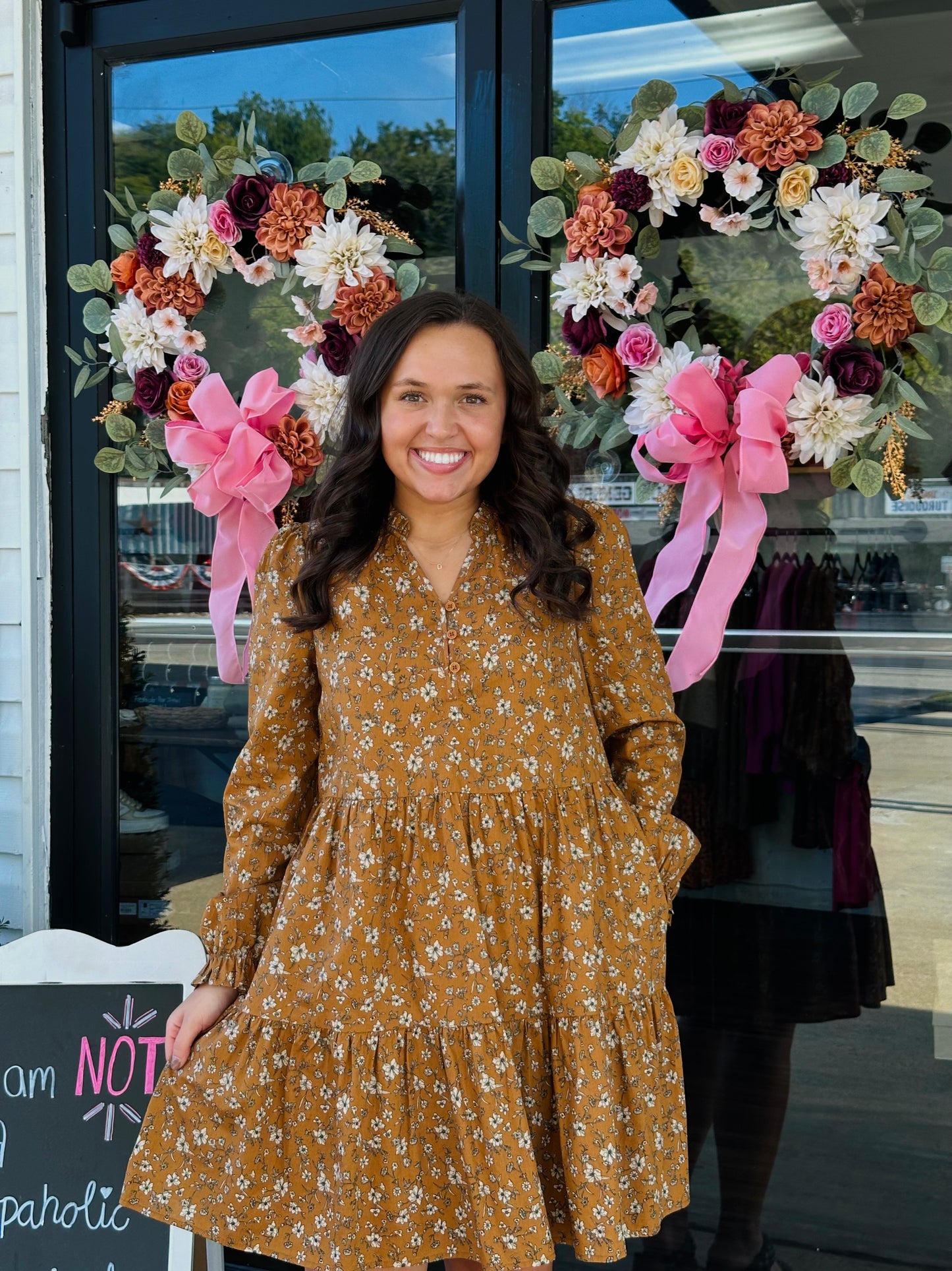 The Ellie Caramel Floral Print Dress