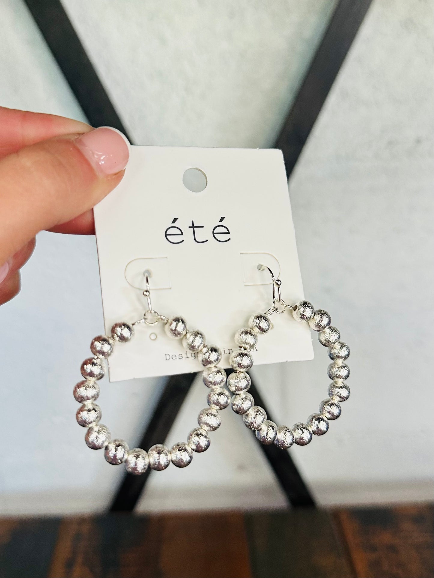 Silver Satin Ball Round Earring