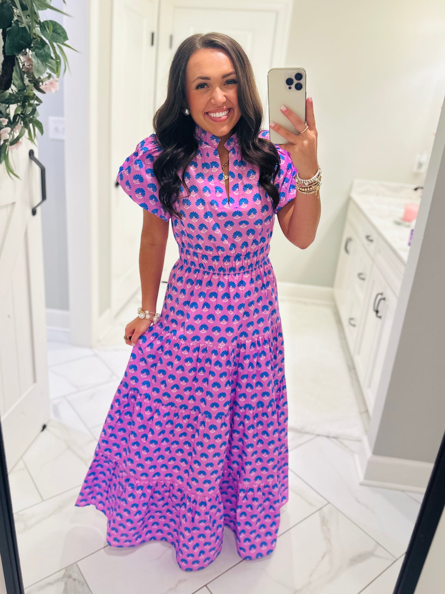 The Maya Lavender Floral Midi Dress