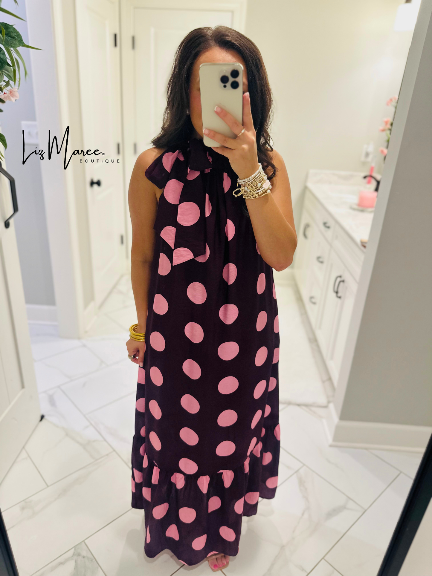 The Hallie Plum Polka Dot Midi Dress