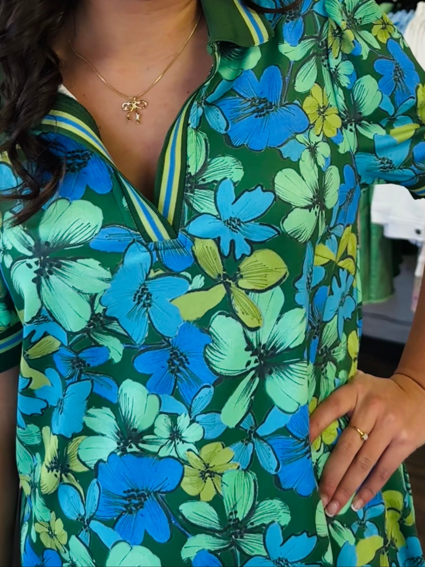 The Polo Printed Dress - Green + Blue