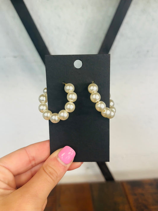 18K Gold Plated Pearl Hoop Earring