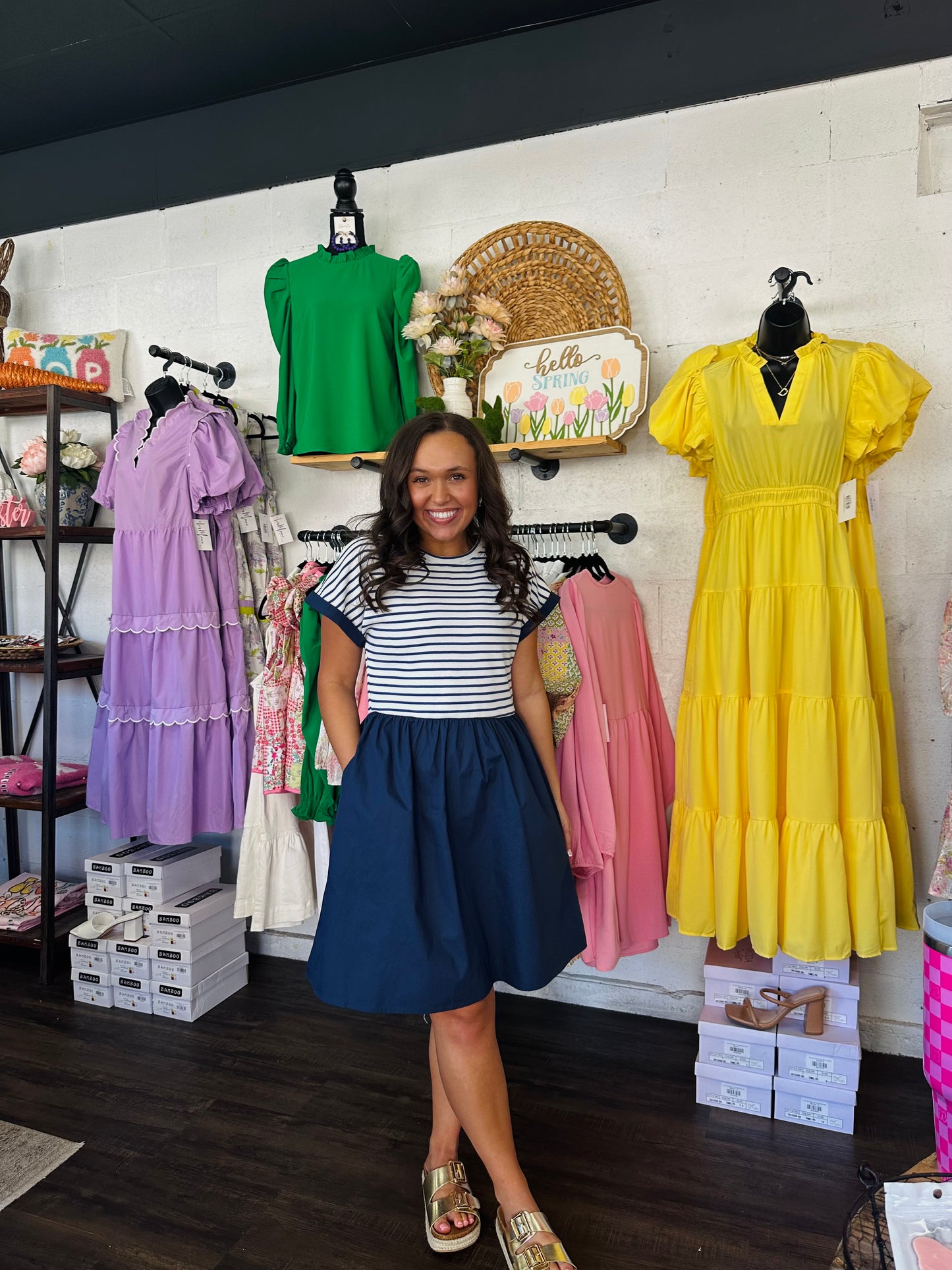 The Harbor Navy Blue Striped Dress